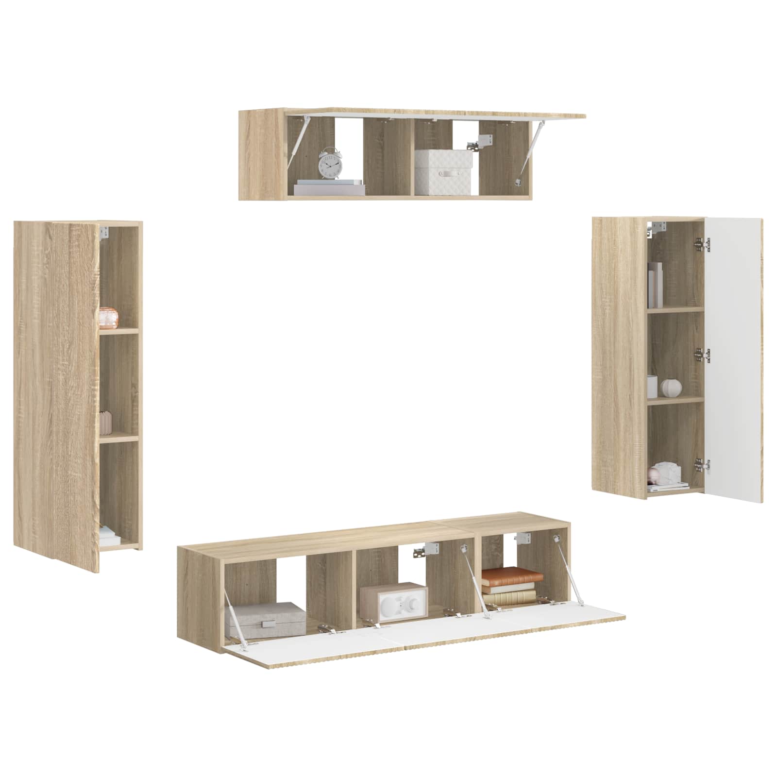 Meuble TV 5 pc Chêne Sonoma