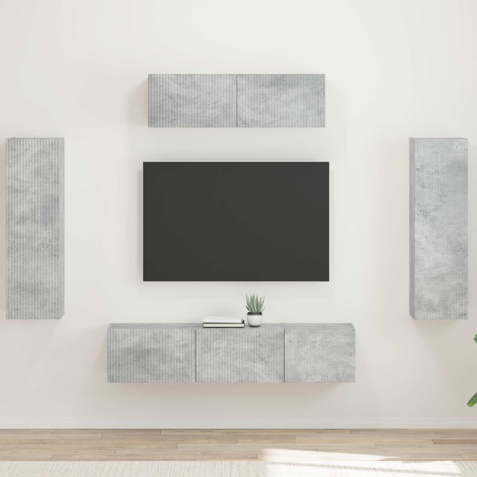Meuble TV 5 pcs Gris béton - XIOS
