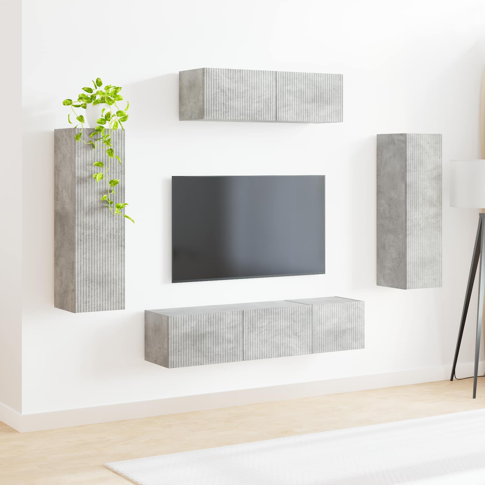 Meuble TV 5 pcs Gris béton - XIOS