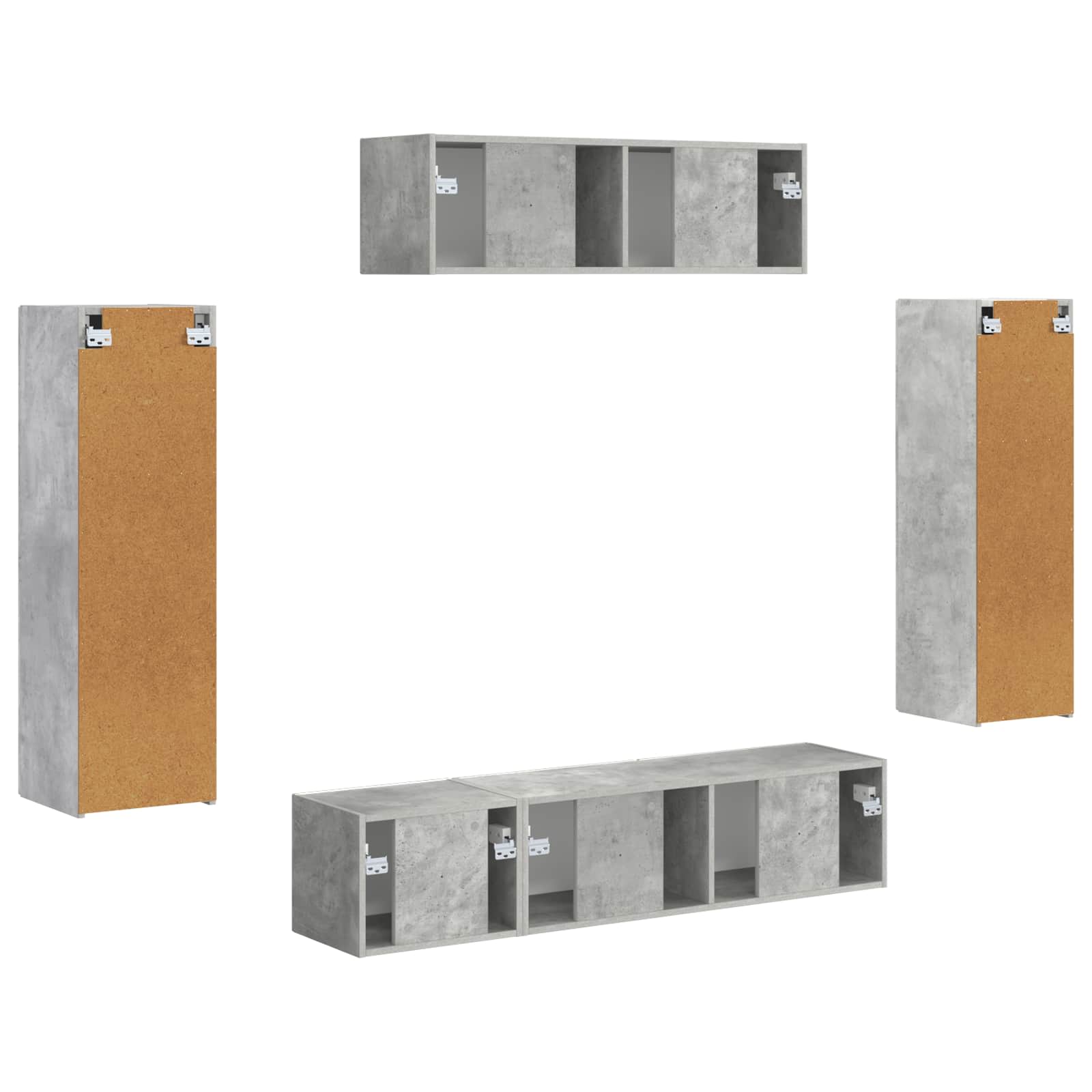 Meuble TV 5 pcs Gris béton - XIOS