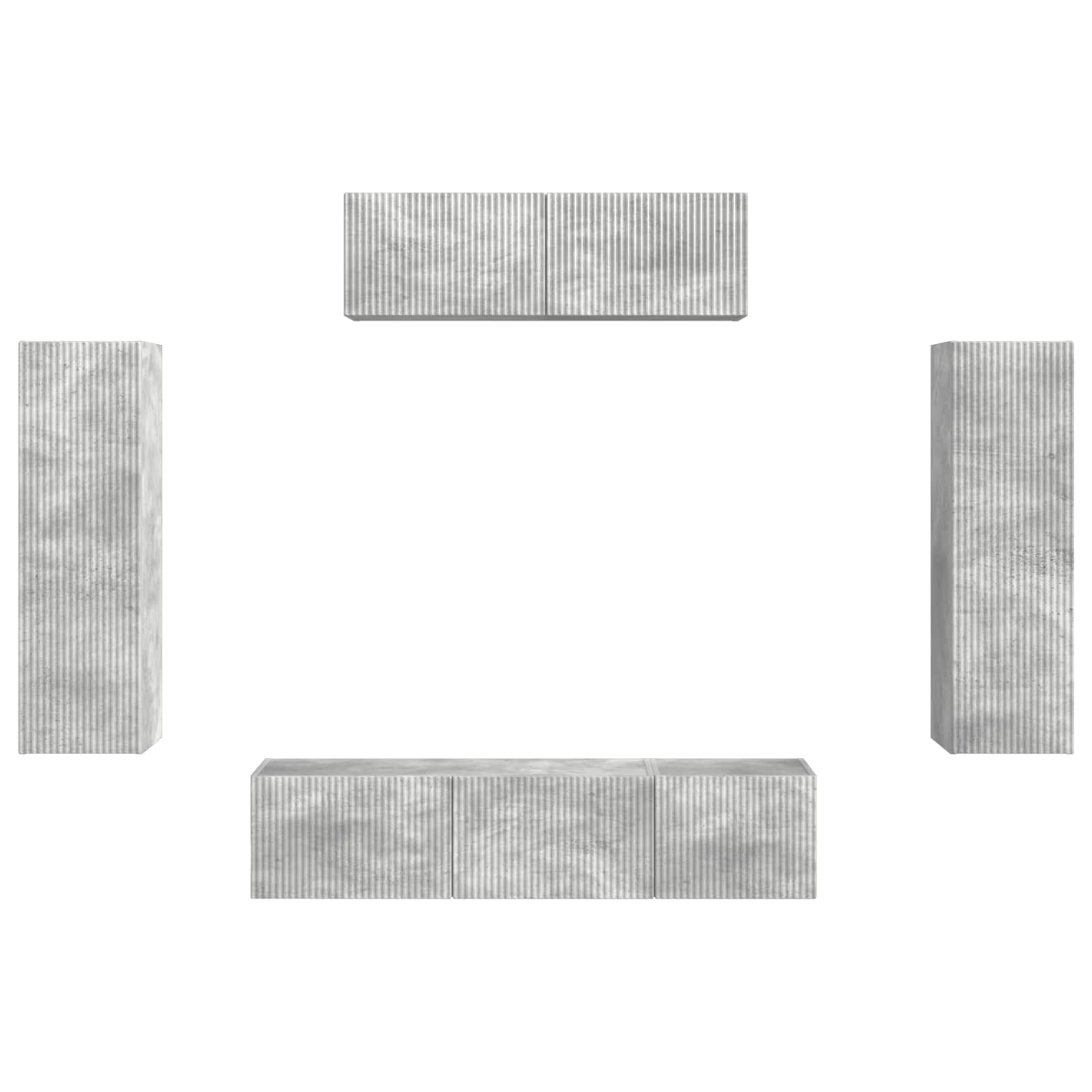 Meuble TV 5 pcs Gris béton - XIOS