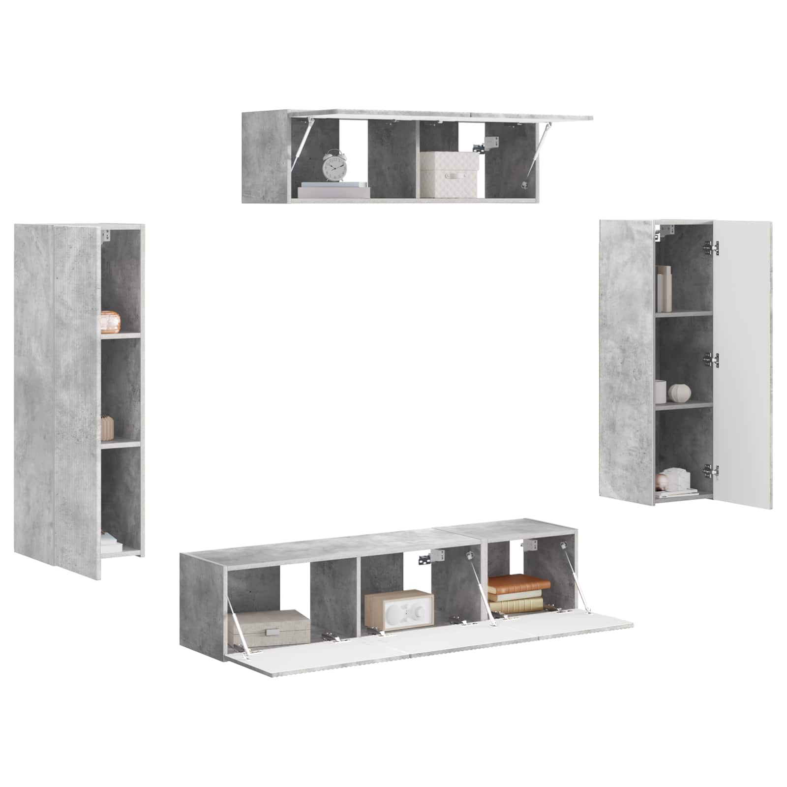 Meuble TV 5 pcs Gris béton - XIOS
