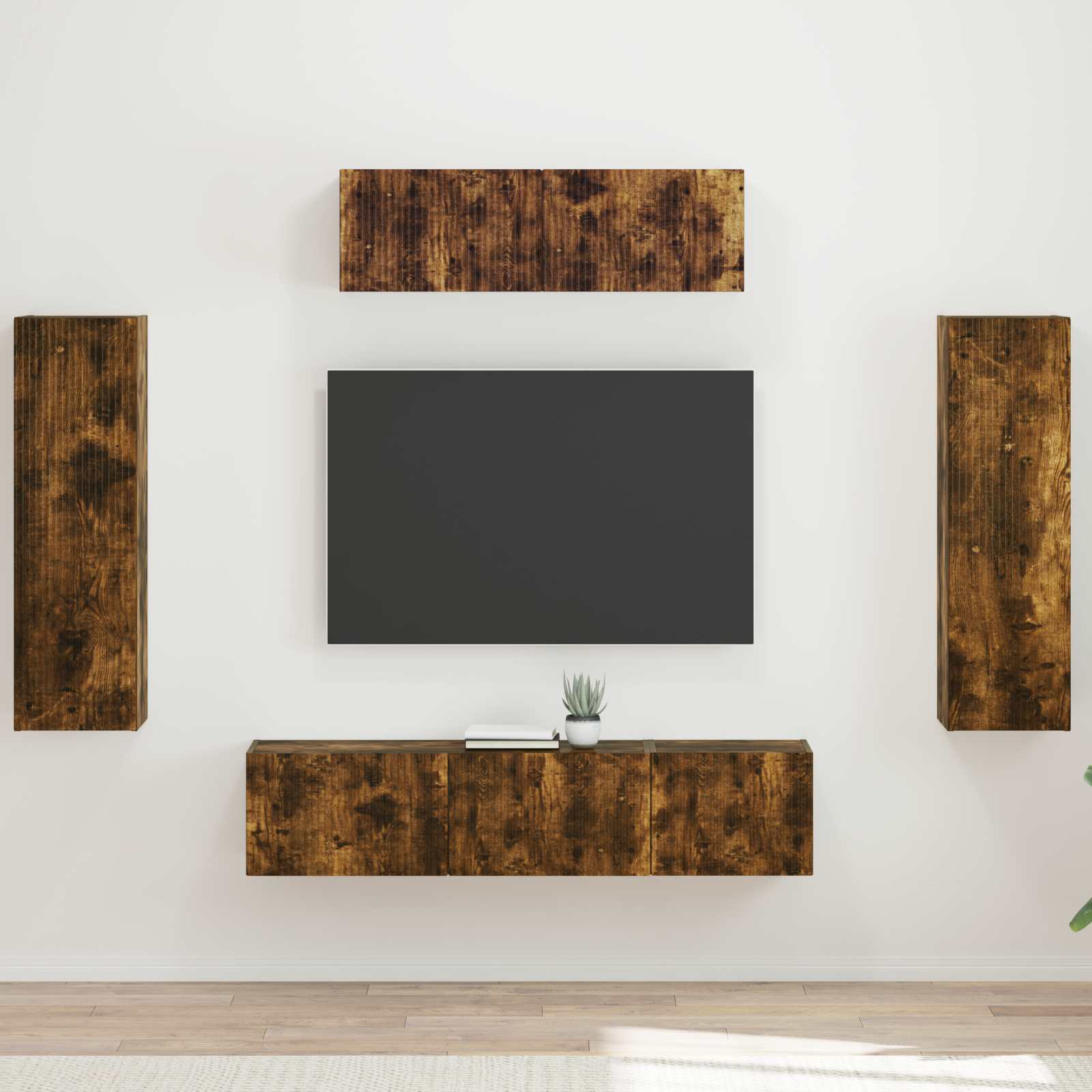 Meuble TV 5 pc Chêne fumé