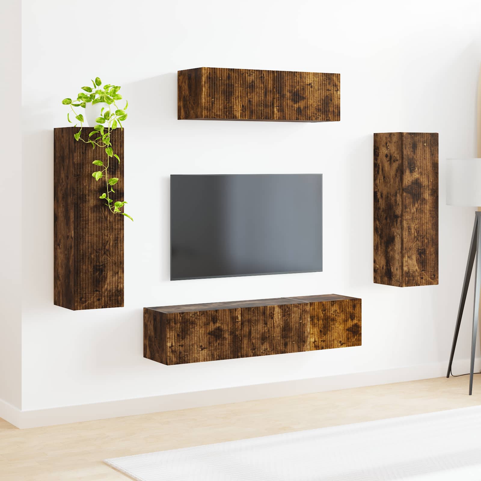 Meuble TV 5 pcs Chêne fumé - XIOS