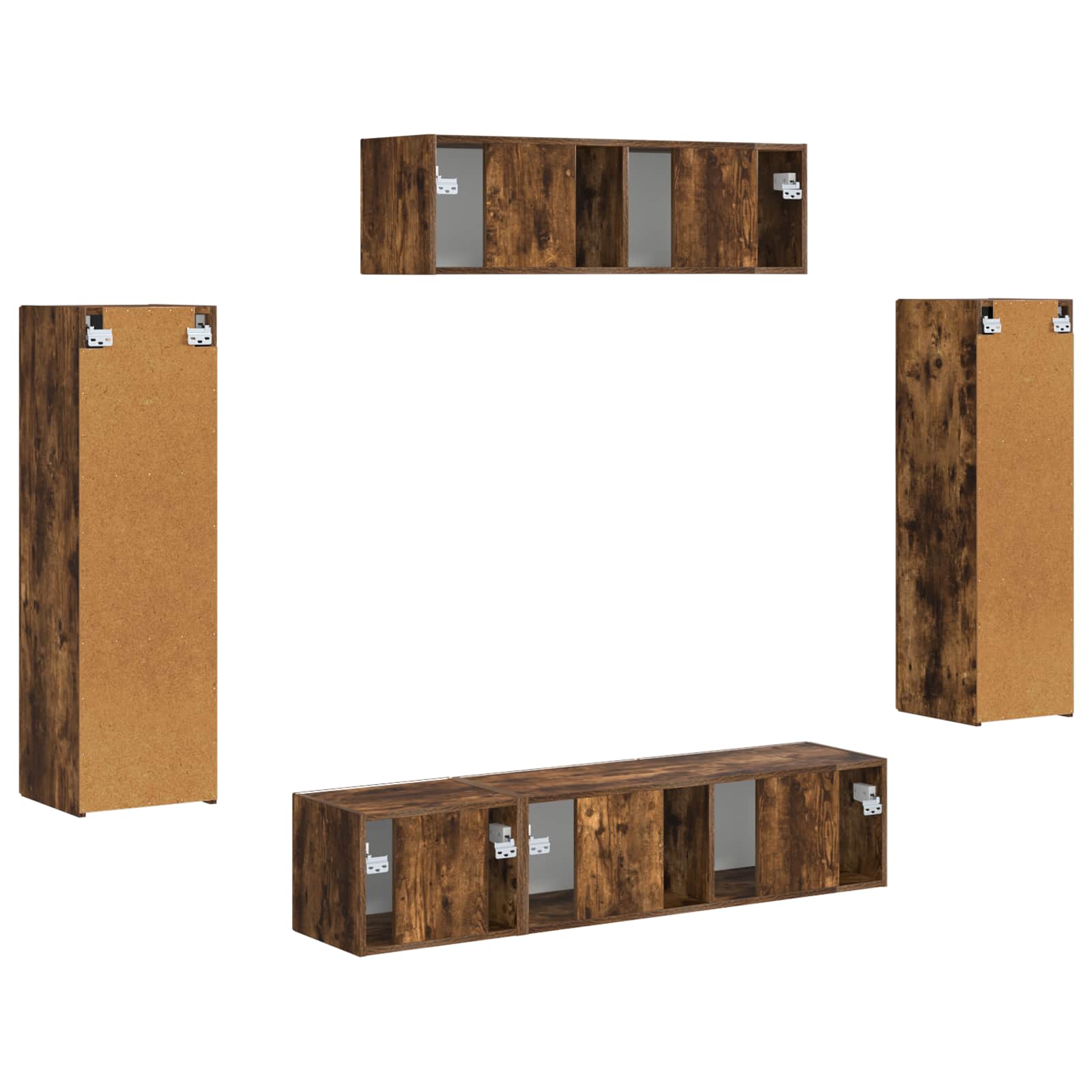 Meuble TV 5 pcs Chêne fumé - XIOS