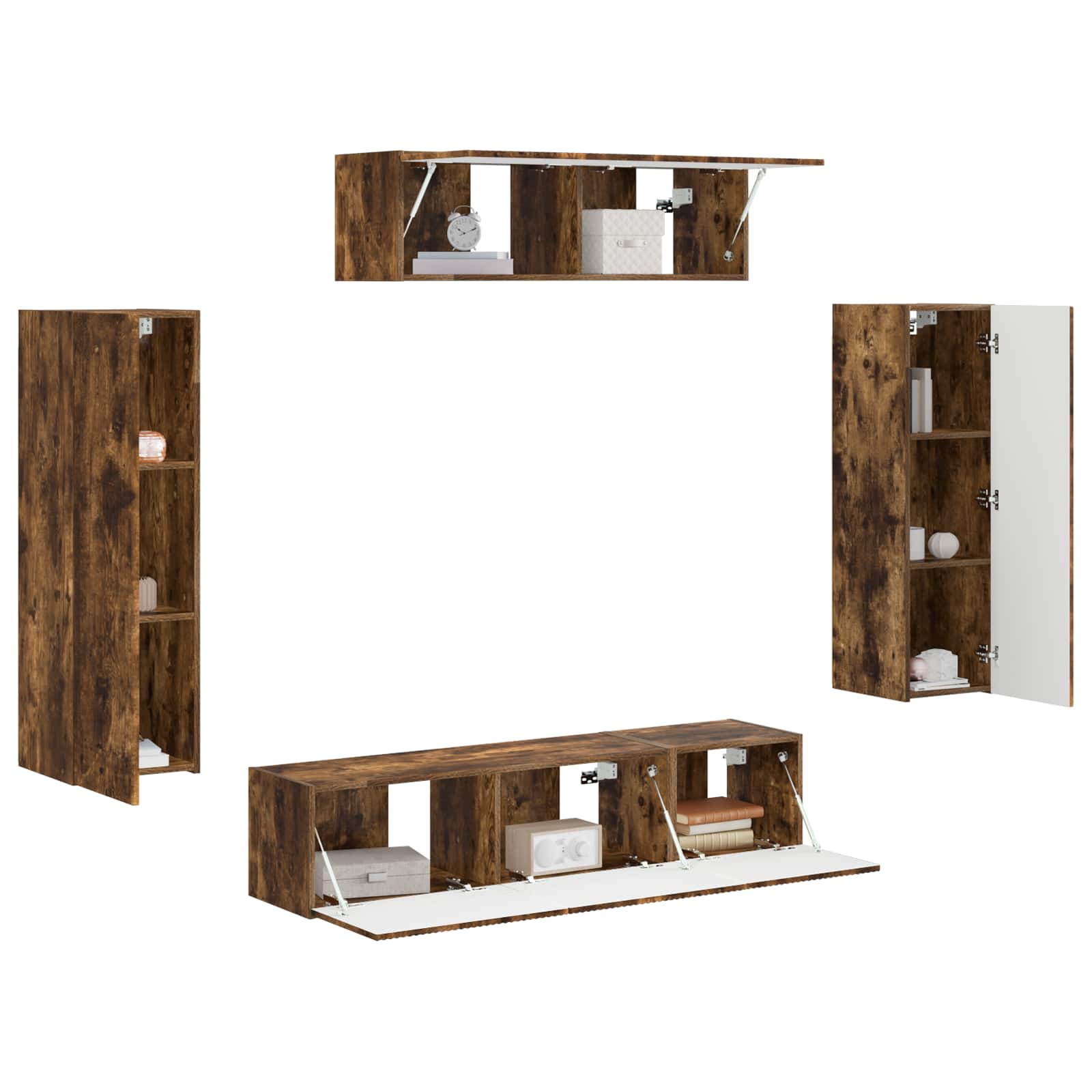Meuble TV 5 pcs Chêne fumé - XIOS