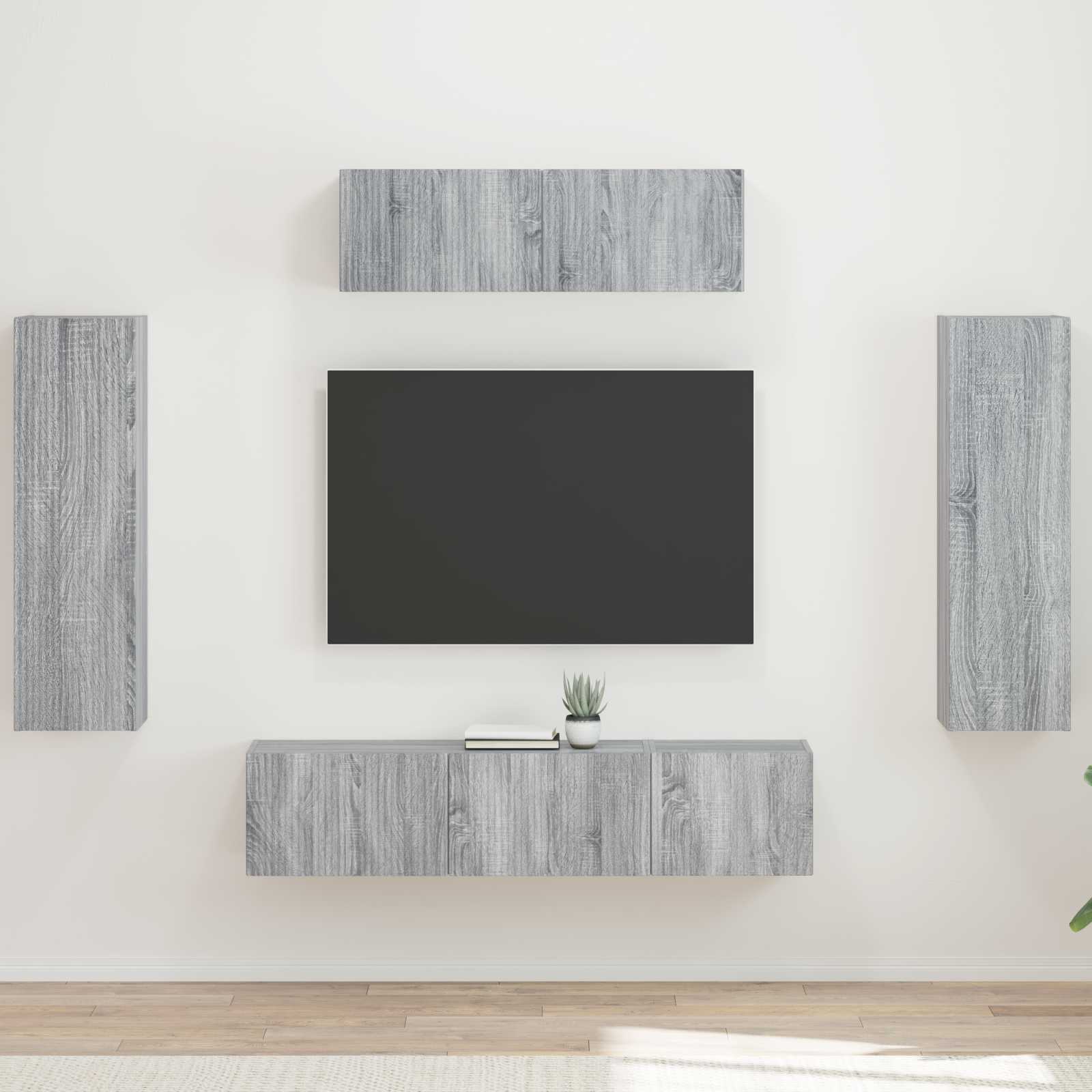 Meuble TV 5 pc Gris Sonoma