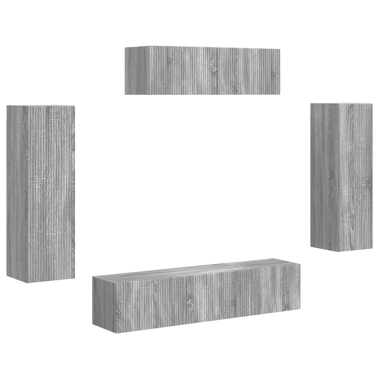Meuble TV 5 pc Gris Sonoma