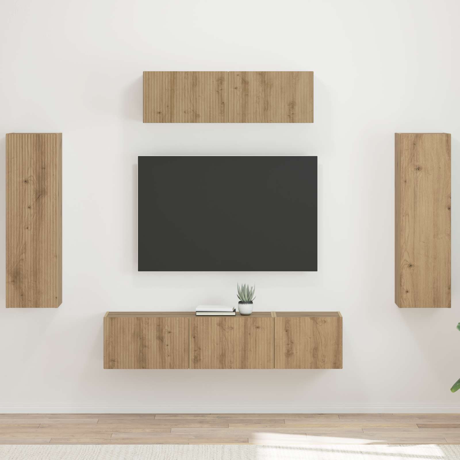Meuble TV 5 pc Chêne artisanal