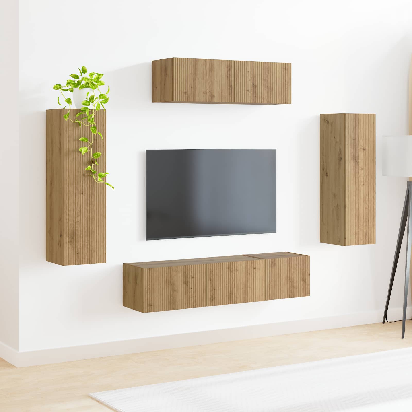 Meuble TV 5 pc Chêne artisanal