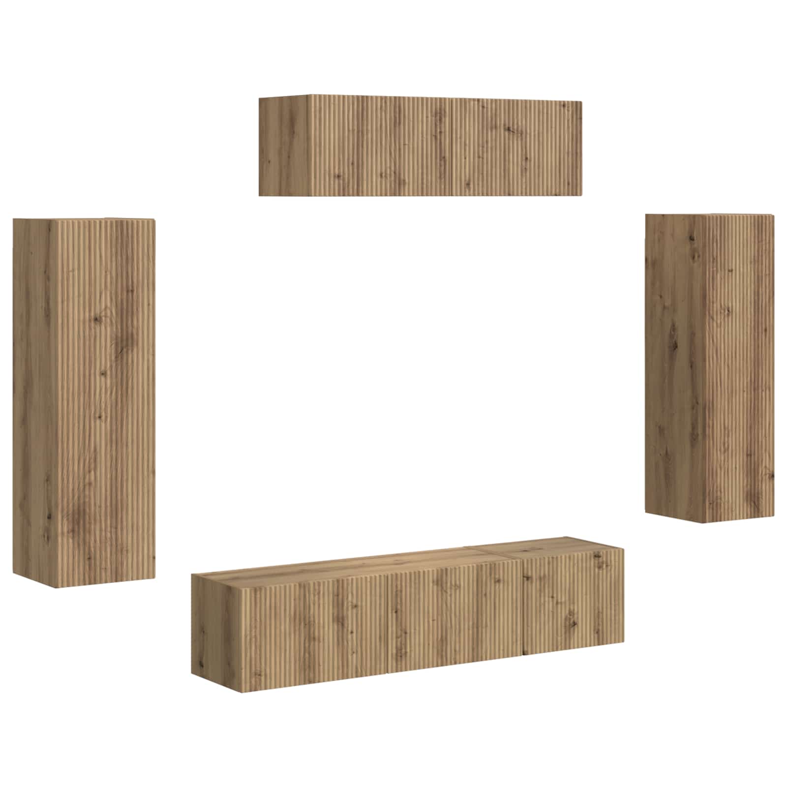Meuble TV 5 pc Chêne artisanal