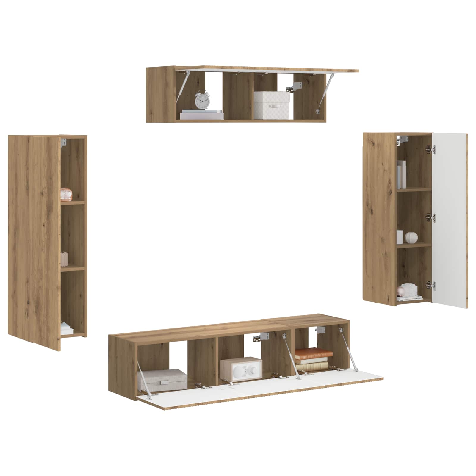 Meuble TV 5 pc Chêne artisanal