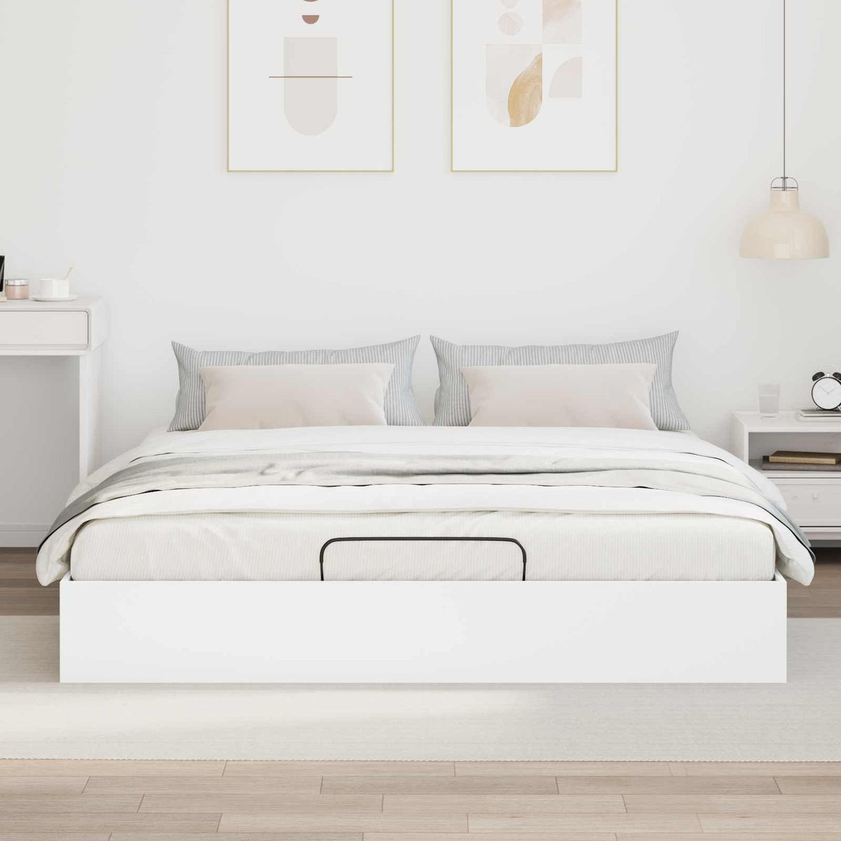 Cadre de lit ottoman Blanc 203 x 180 x 25 cm Bois d’ingénierie - XIOS