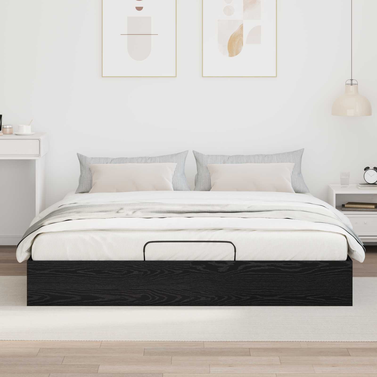 Cadre de lit ottoman avec stockage Chêne Noir 203 x 180 x 25 cm - XIOS