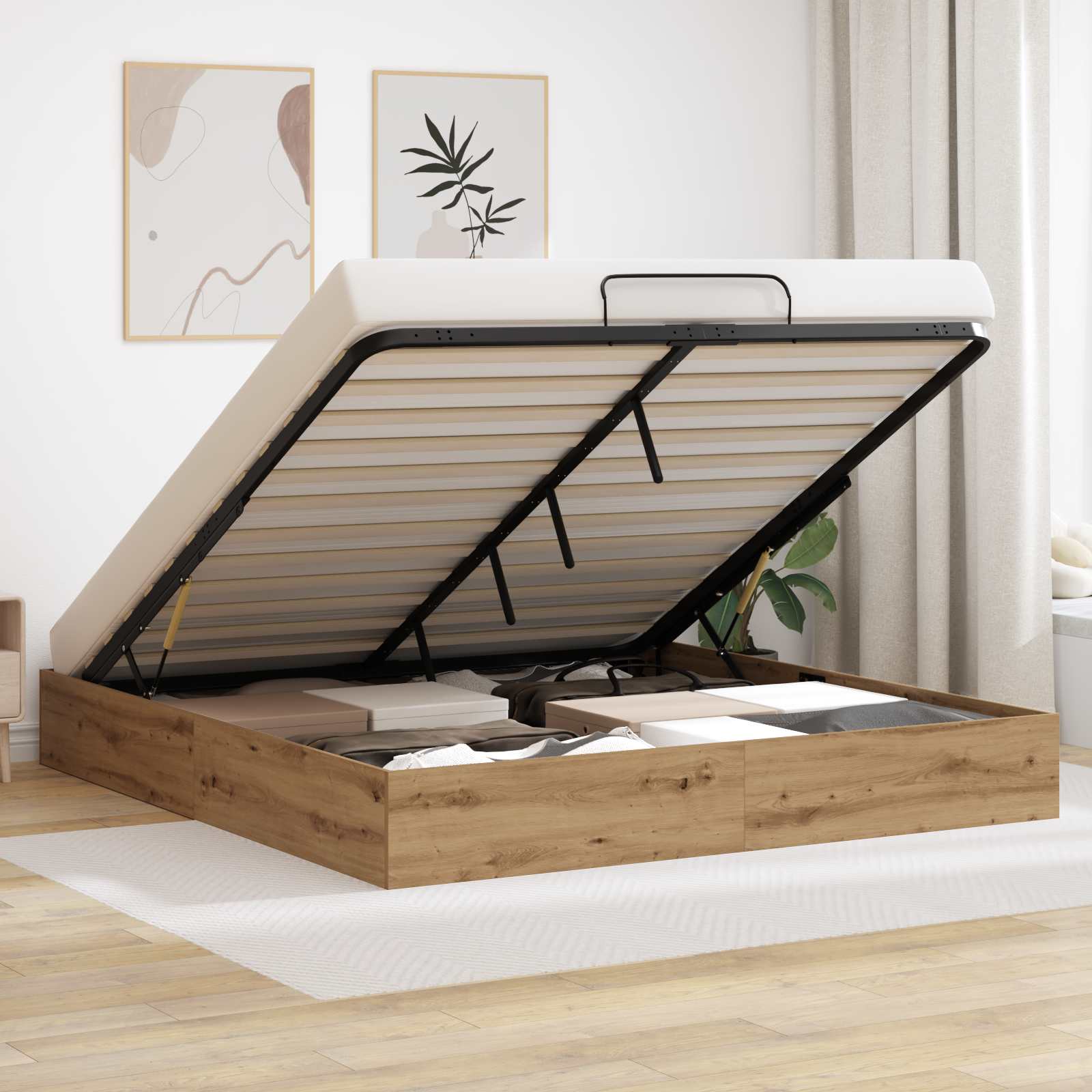 Cadre de lit ottoman Chêne artisan 193 x 120 x 25 cm - XIOS