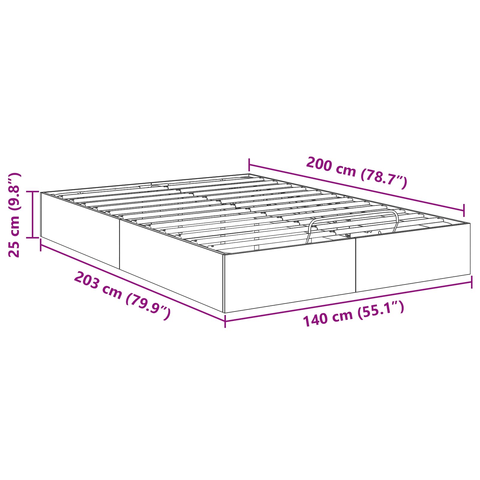 Cadre de lit ottoman avec stockage Blanc 193 x 120 x 25 cm - XIOS