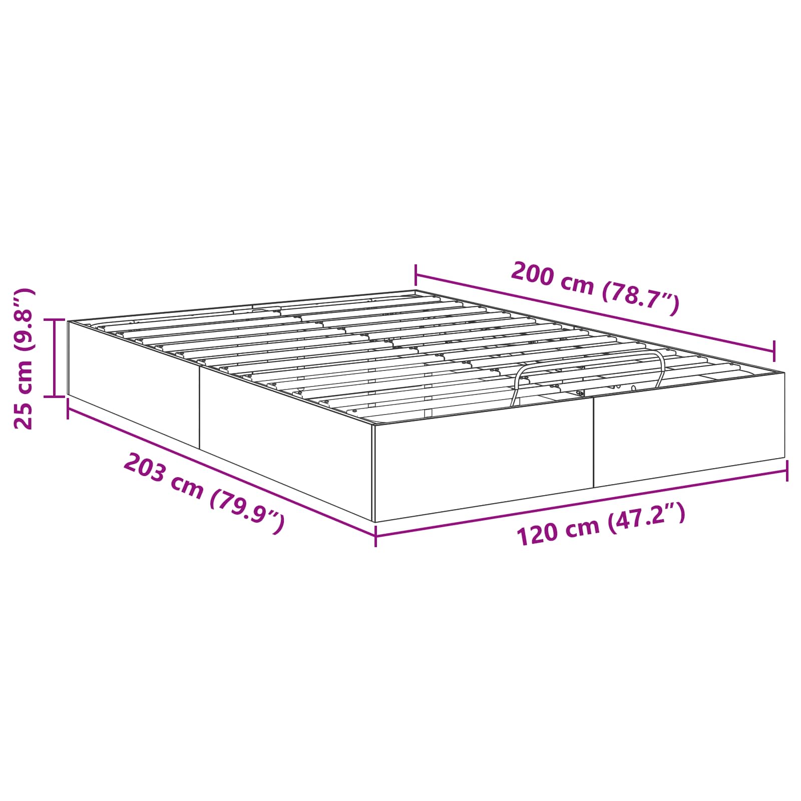 Cadre de lit ottoman Chêne Sonoma 203 x 120 x 25 cm - XIOS