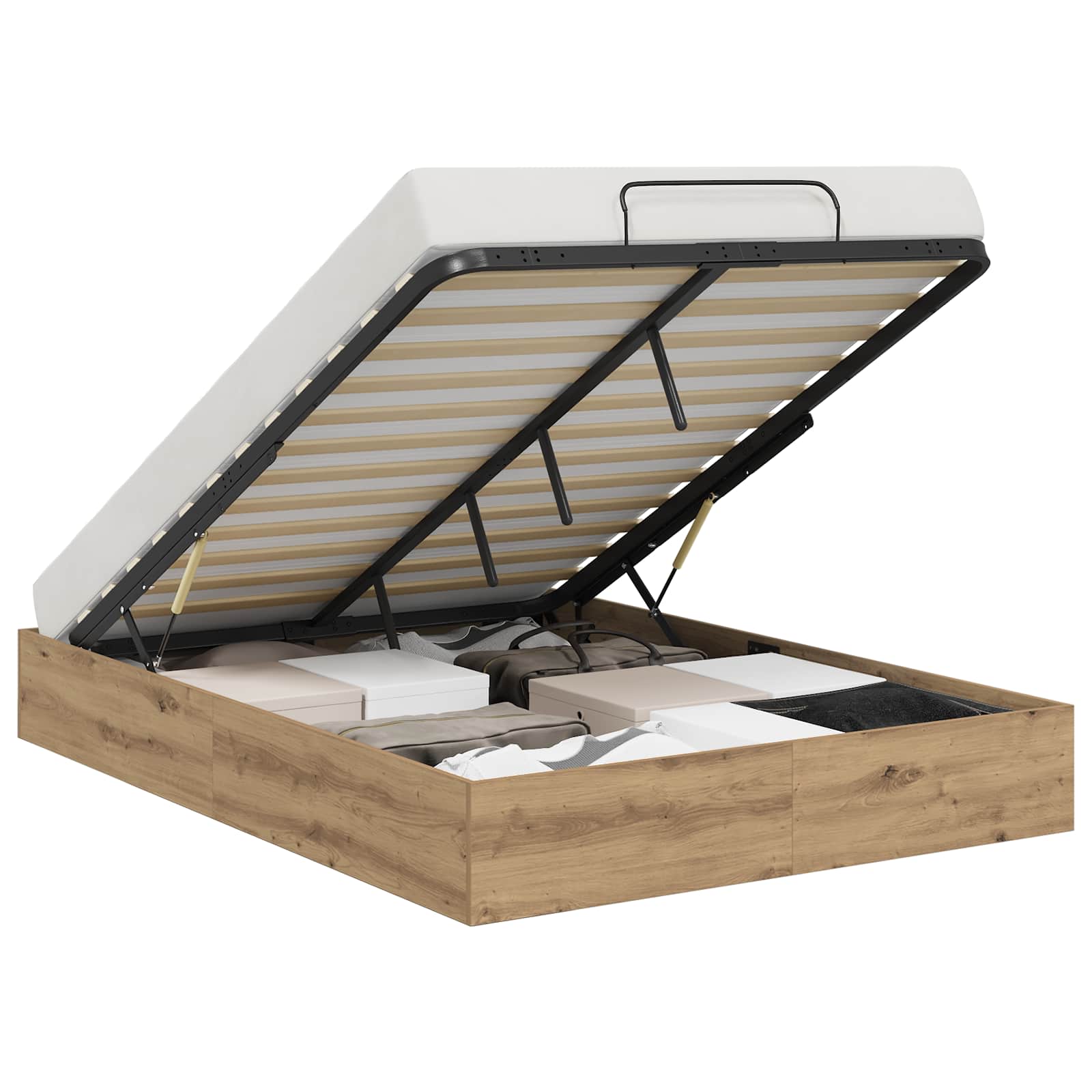 Cadre de lit ottoman Chêne artisanal 193 x 120 x 25 cm - XIOS