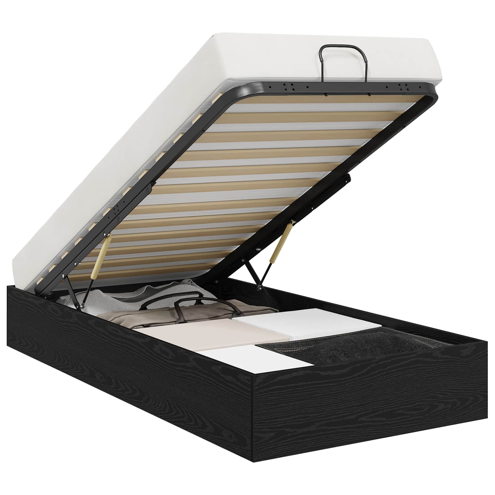Cadre de lit ottoman avec stockage Chêne noir 193 x 120 x 25 cm - XIOS