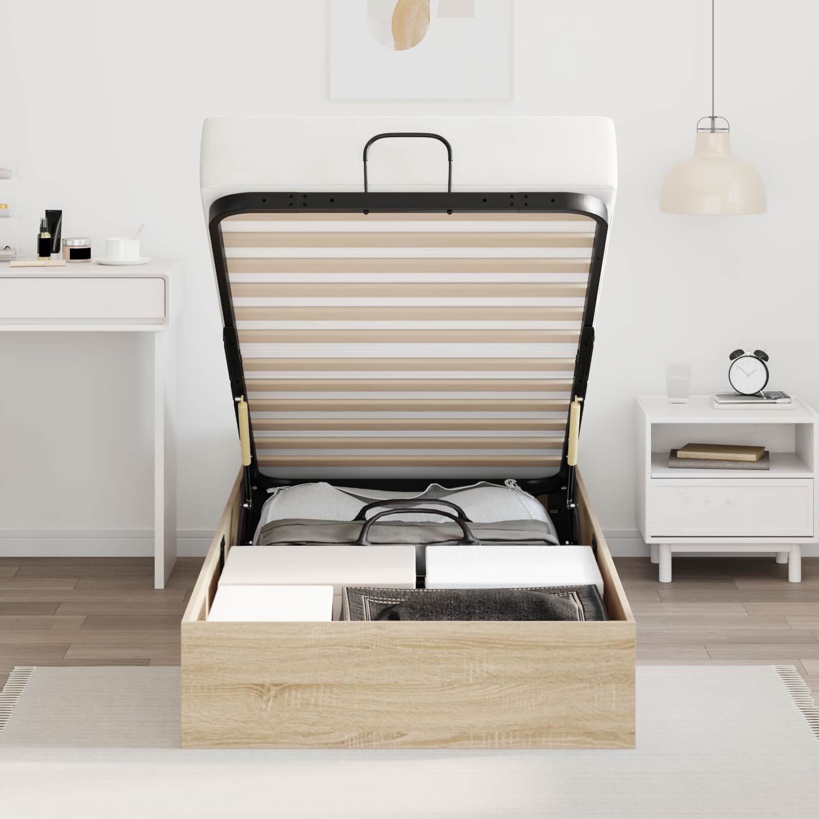 Cadre de lit ottoman Chêne Sonoma 203 x 80,5 x 25 cm - XIOS