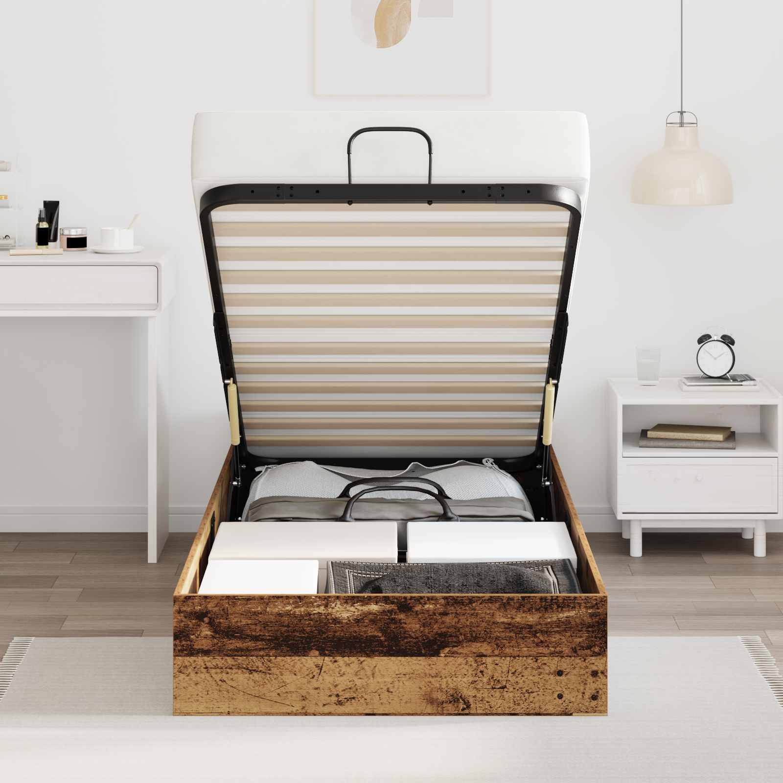 Cadre de lit ottoman avec stockage Bois ancien 80,5 x 200 cm - XIOS