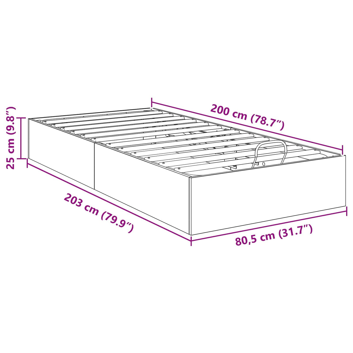 Cadre de lit ottoman Chêne Artisanal 80,5 x 200 cm - XIOS