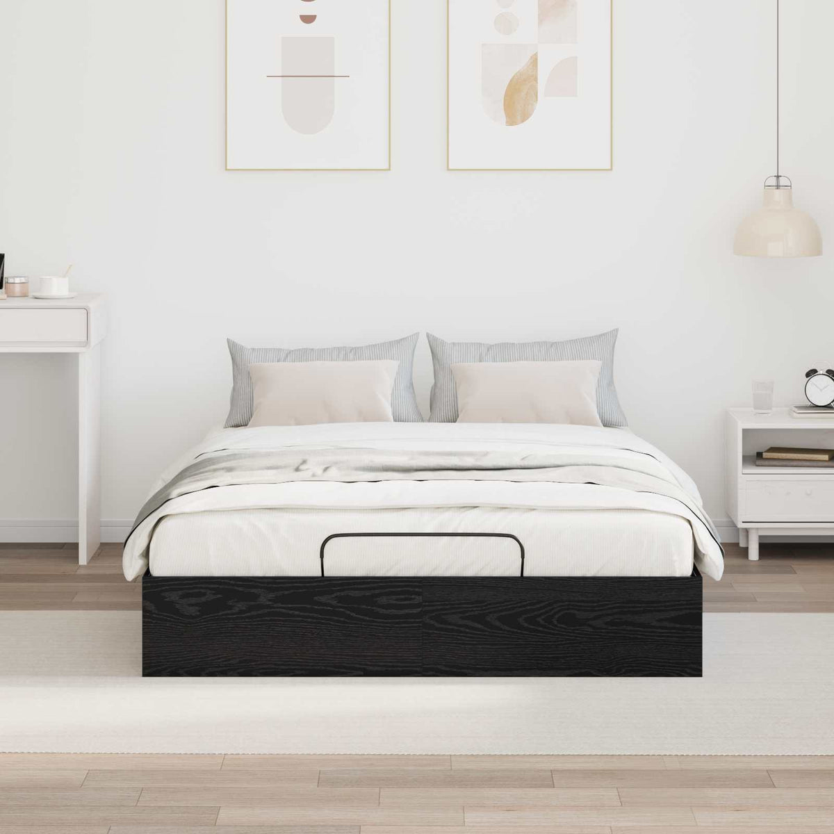 Cadre de lit ottoman avec stockage Chêne Noir 193 x 140 x 25 cm - XIOS