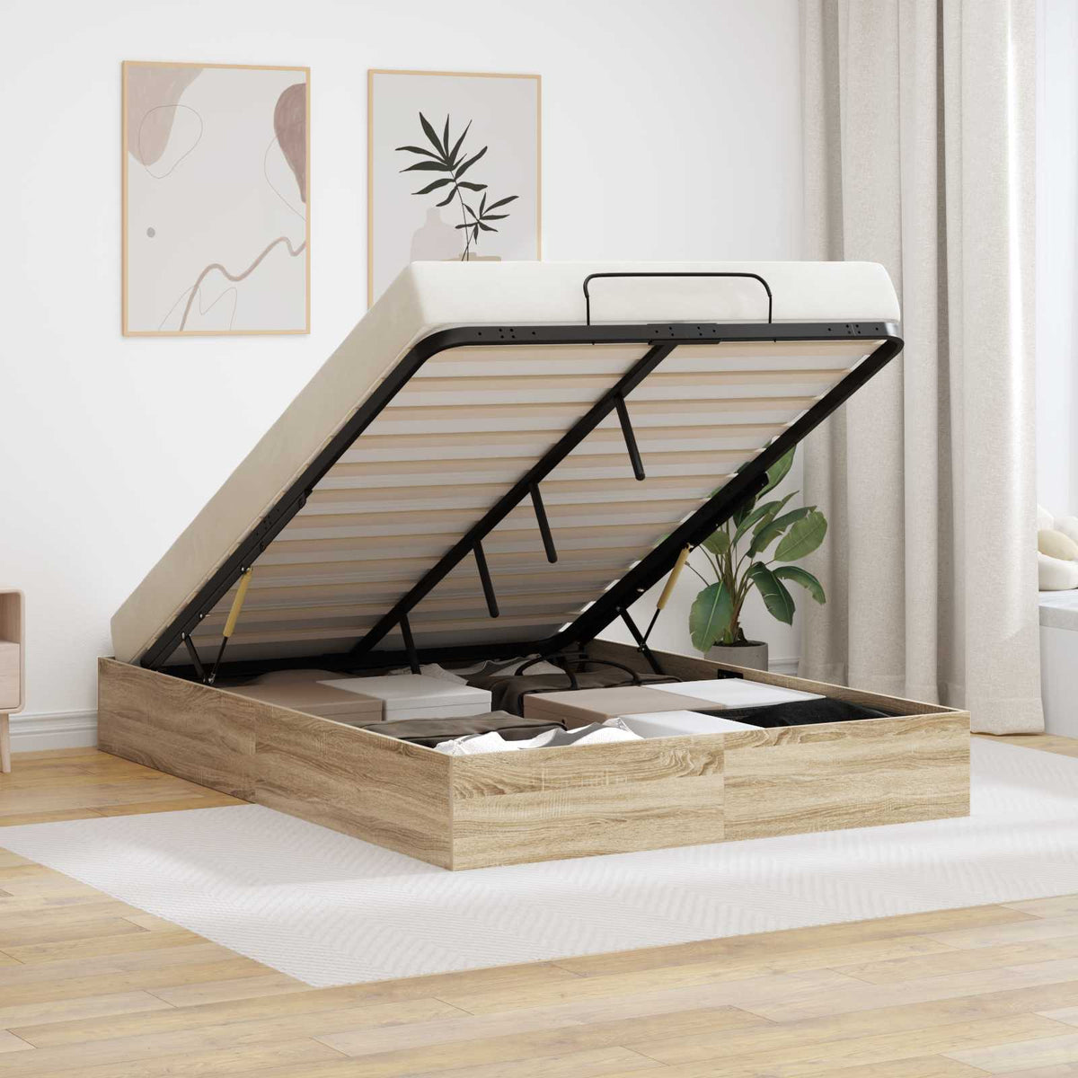 Cadre de lit ottoman Chêne Sonoma 193 x 140 x 25 cm - XIOS