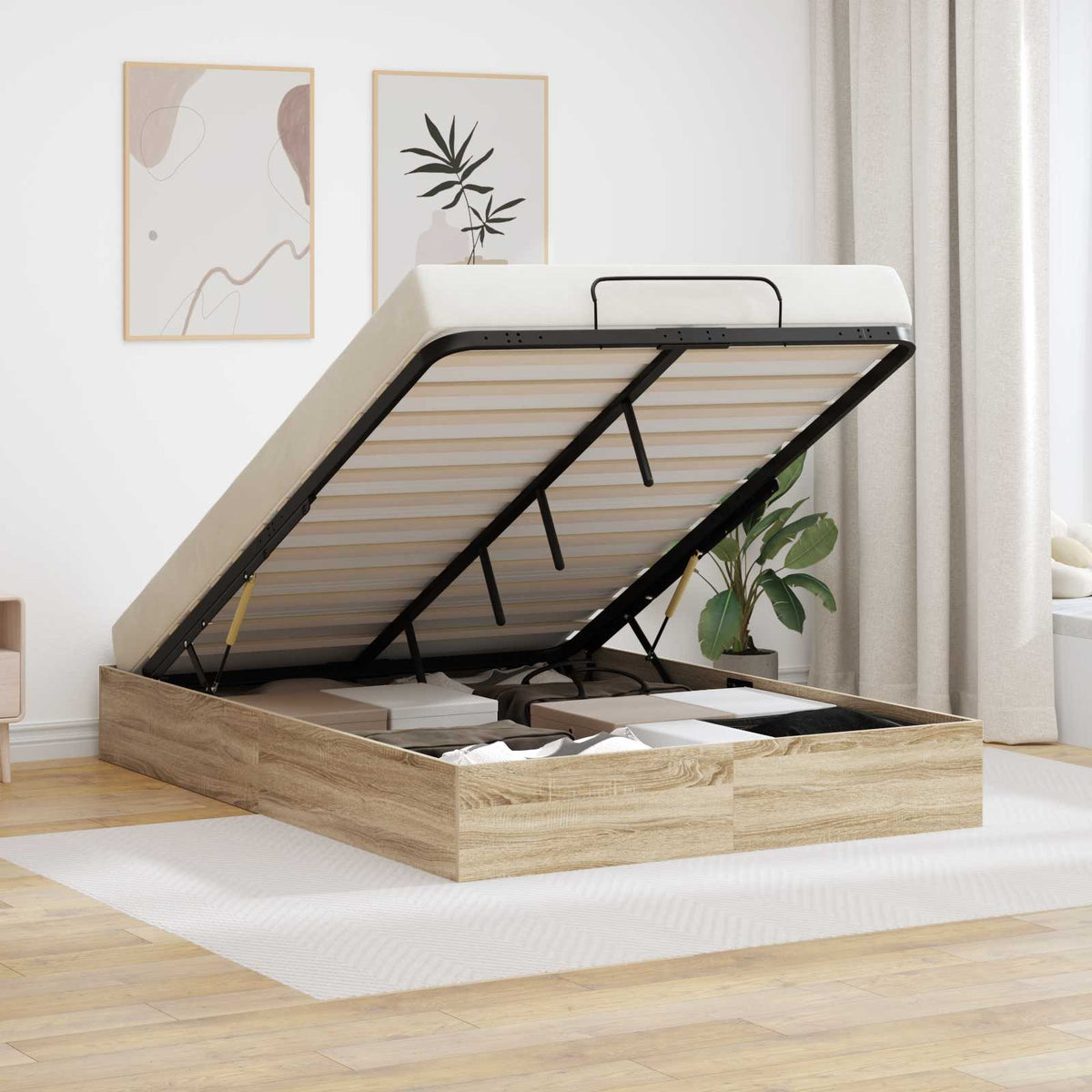 Cadre de lit ottoman Chêne Sonoma 140 x 190 cm