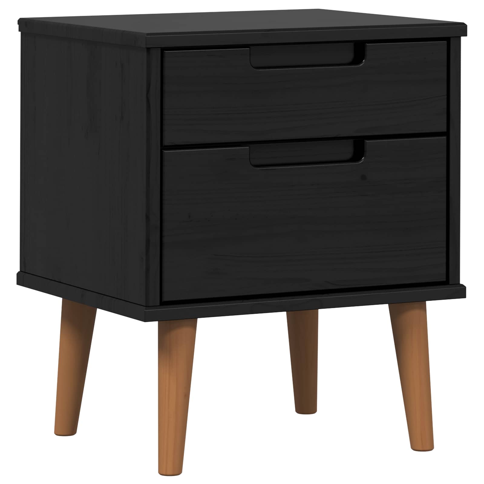 Cabinet de chevet avec tiroir Noir 40 x 35 x 48 cm Pin massif - XIOS