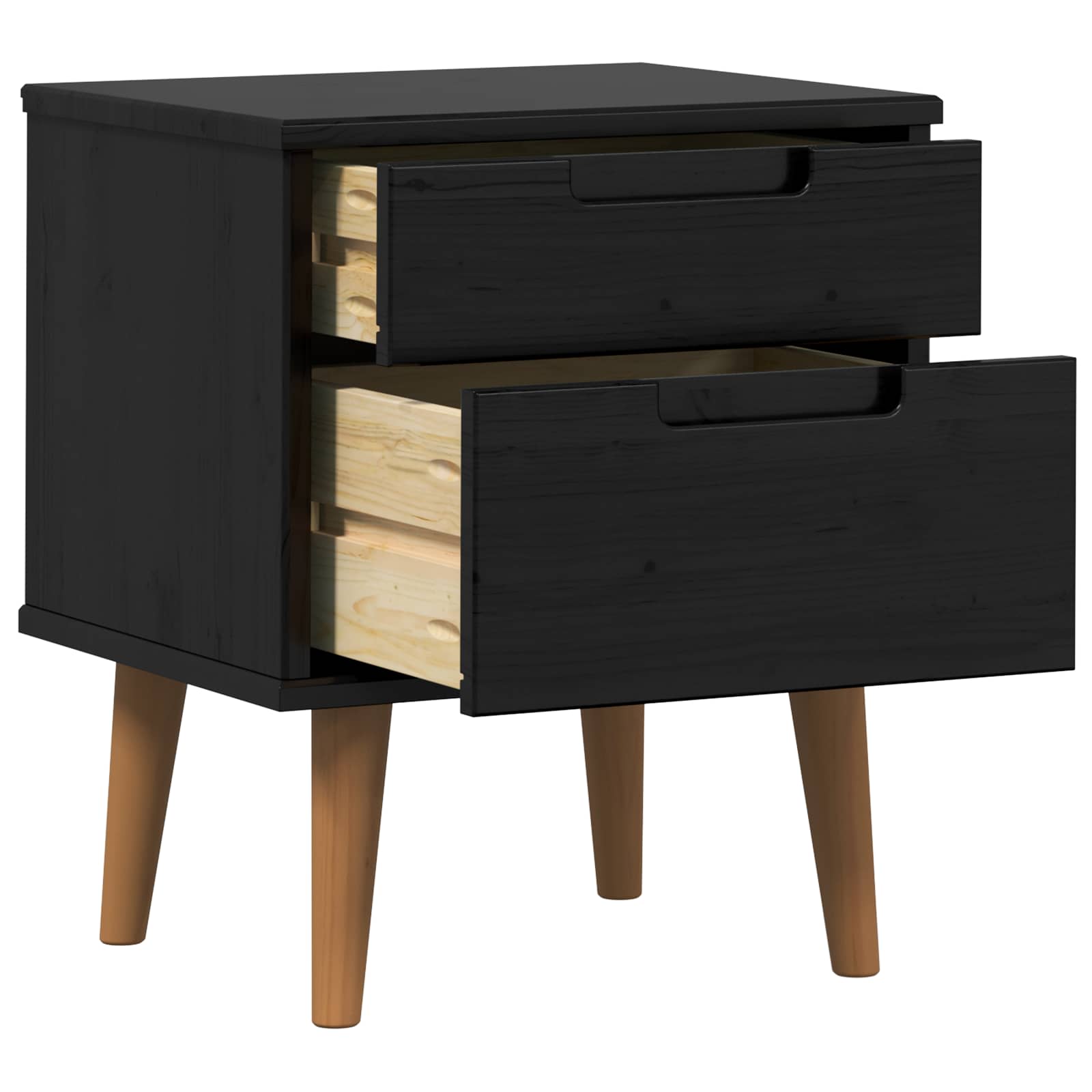 Cabinet de chevet avec tiroir Noir 40 x 35 x 48 cm Pin massif - XIOS