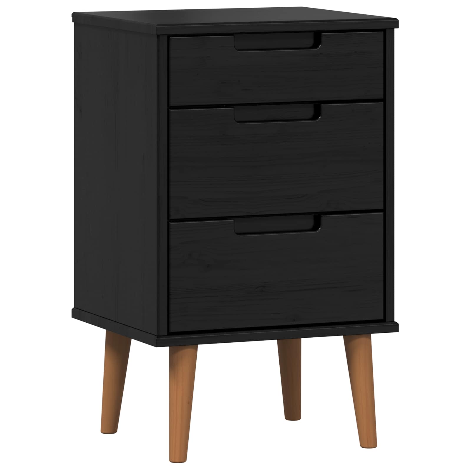 Cabinet de chevet avec tiroir Noir 40 x 35 x 65 cm Pin massif - XIOS