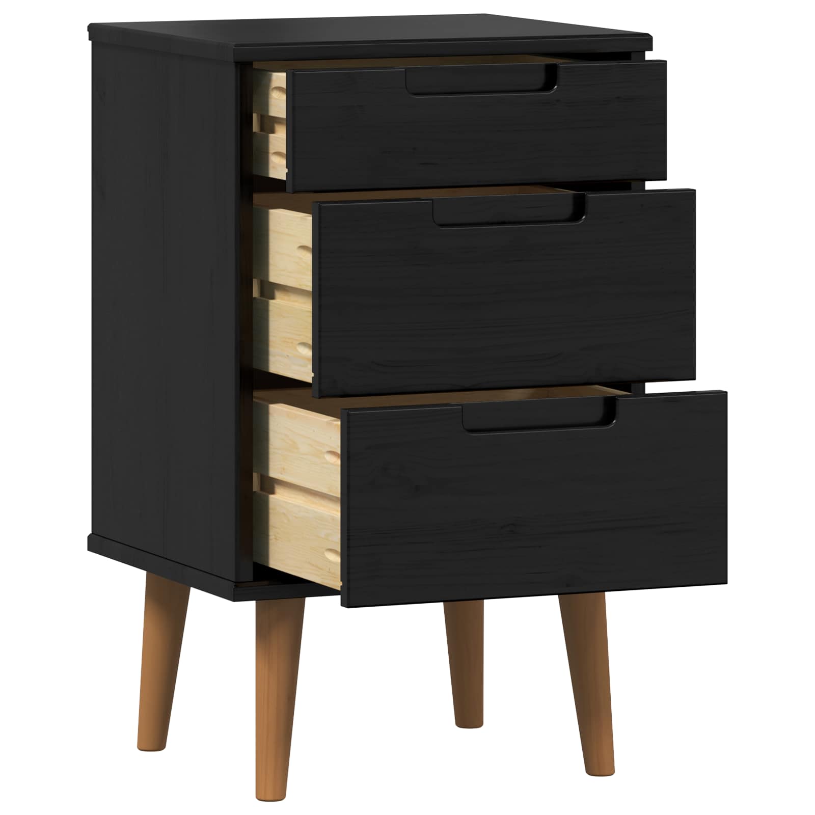 Cabinet de chevet avec tiroir Noir 40 x 35 x 65 cm Pin massif - XIOS