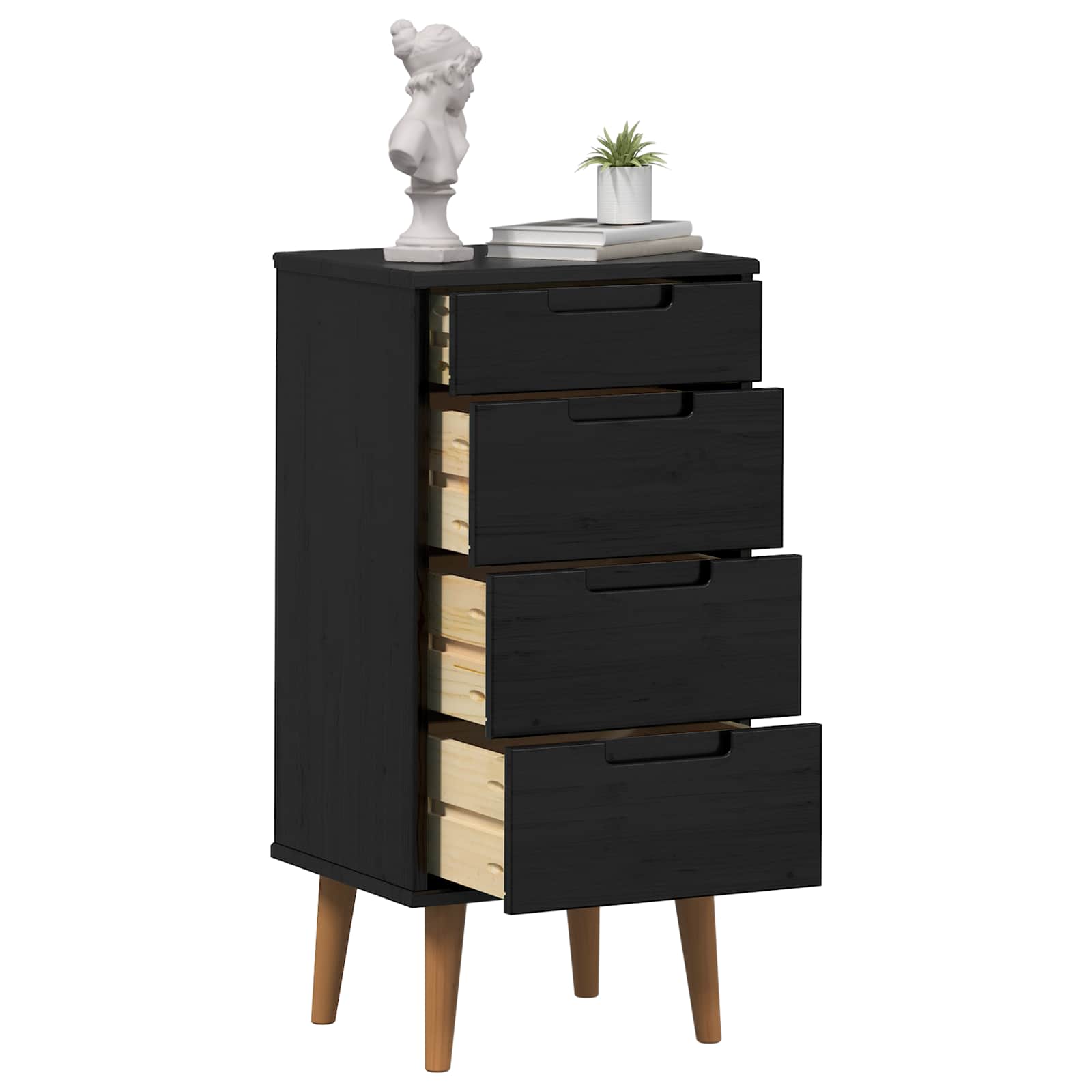 Commode MOLDE Noir 40 x 35 x 82 cm Bois de pin massif