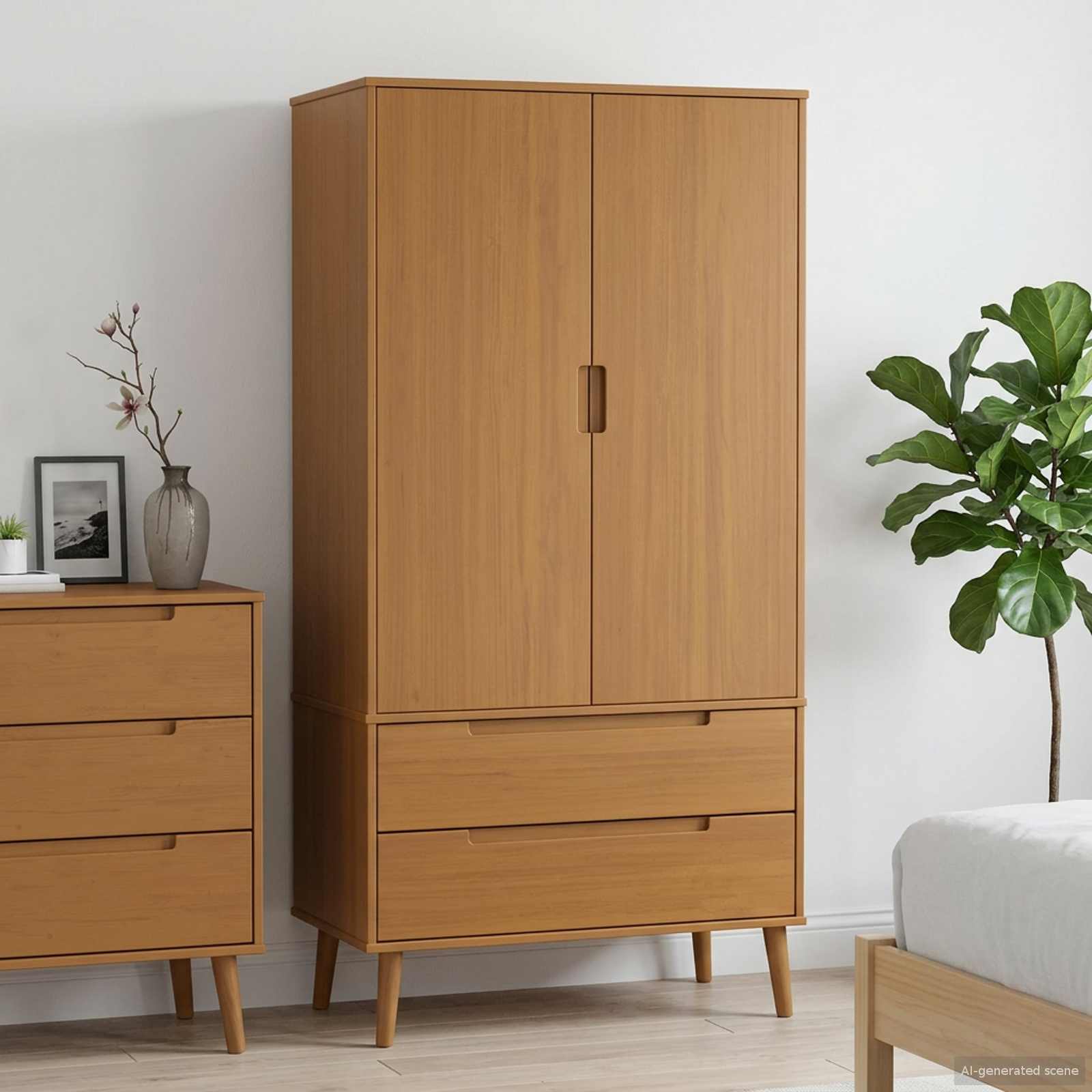 Armoire MOLDE Caramel 90 x 55 x 175 cm Bois de pin massif - XIOS