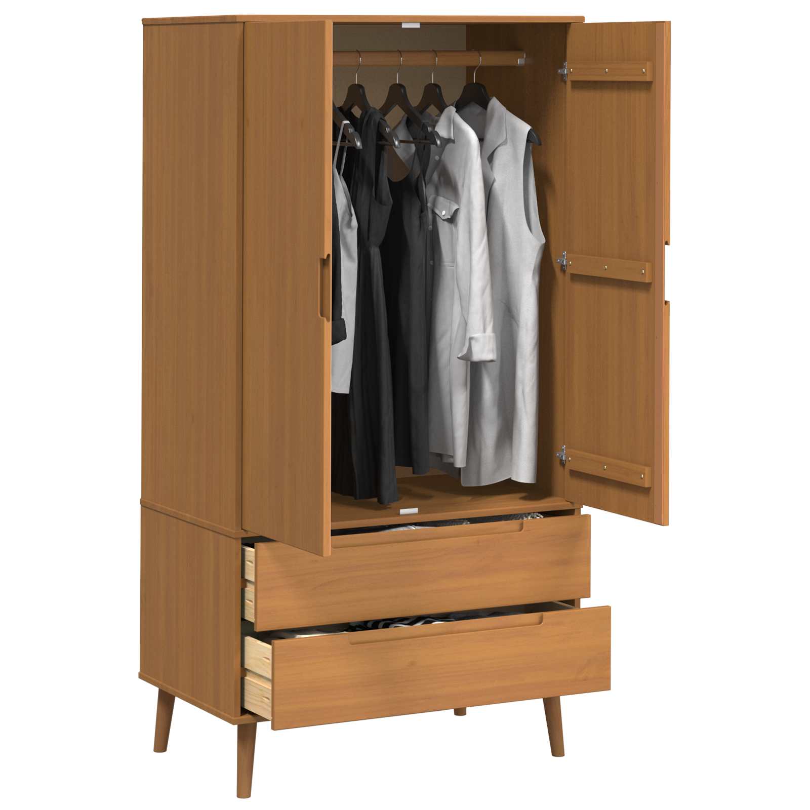 Armoire MOLDE Caramel 90 x 55 x 175 cm Bois de pin massif - XIOS