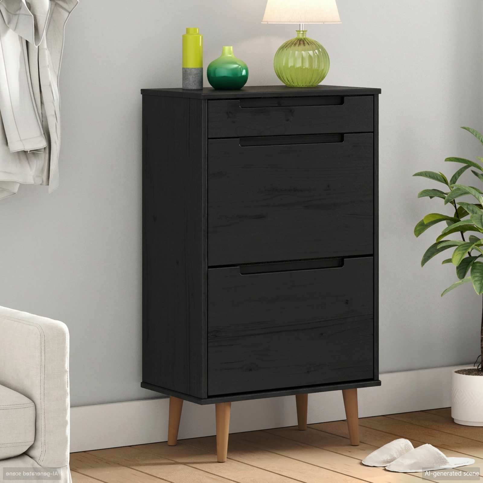 Cabinet à chaussures MOLDE 59,5 x 35 x 103 cm Noir