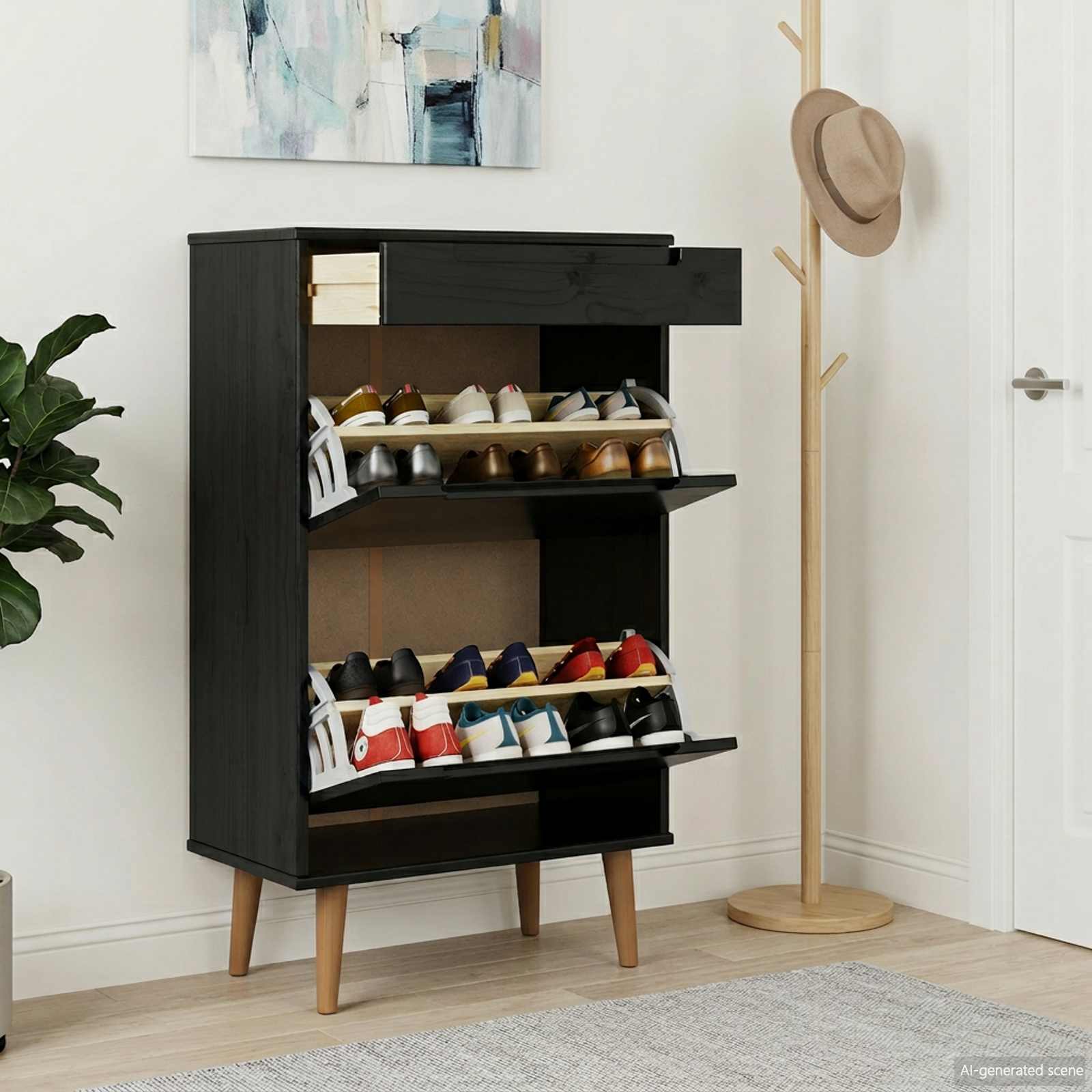 Cabinet à chaussures MOLDE 59,5 x 35 x 103 cm Noir