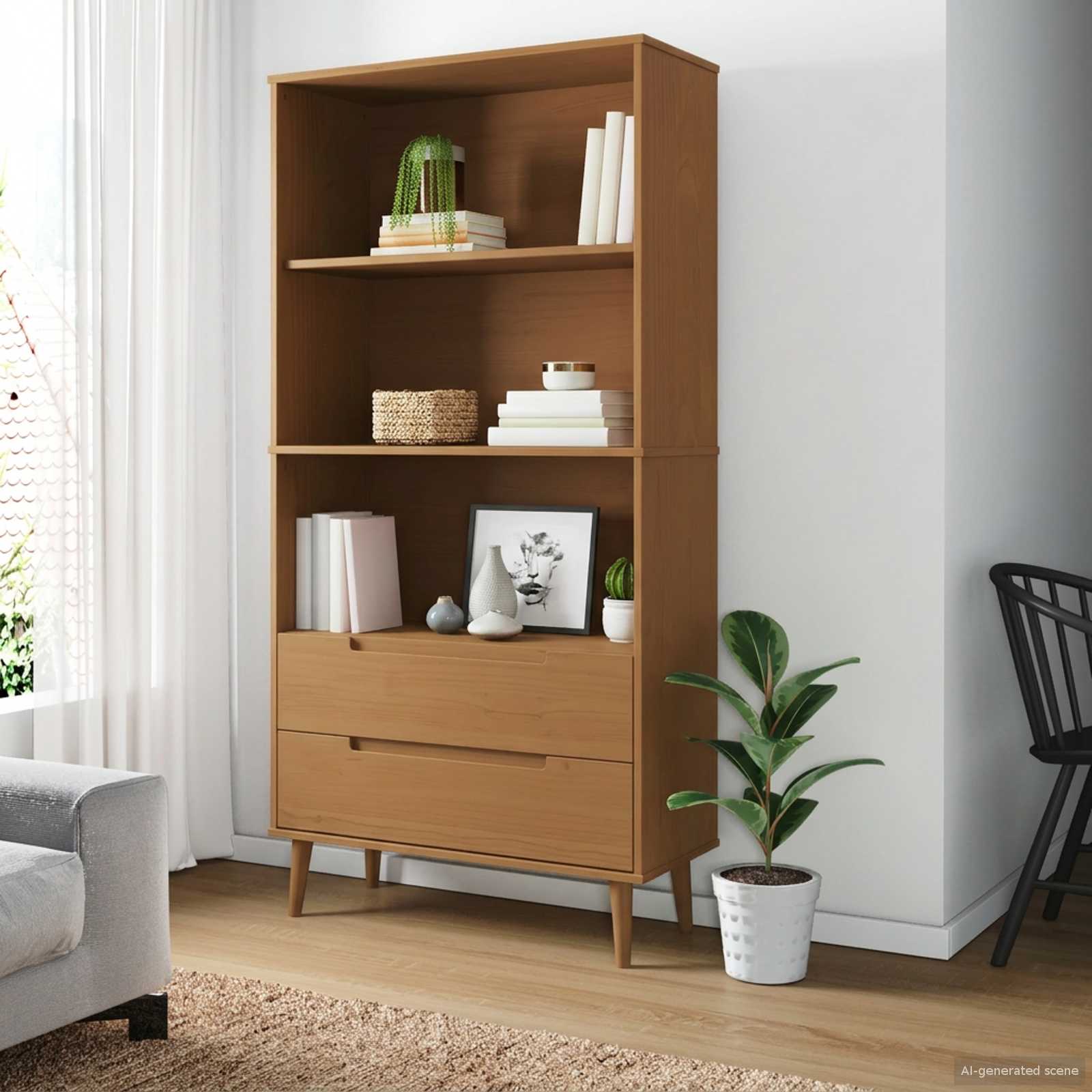 Bibliothèque MOLDE 85 x 35 x 170,5 cm Bois de pin massif - XIOS