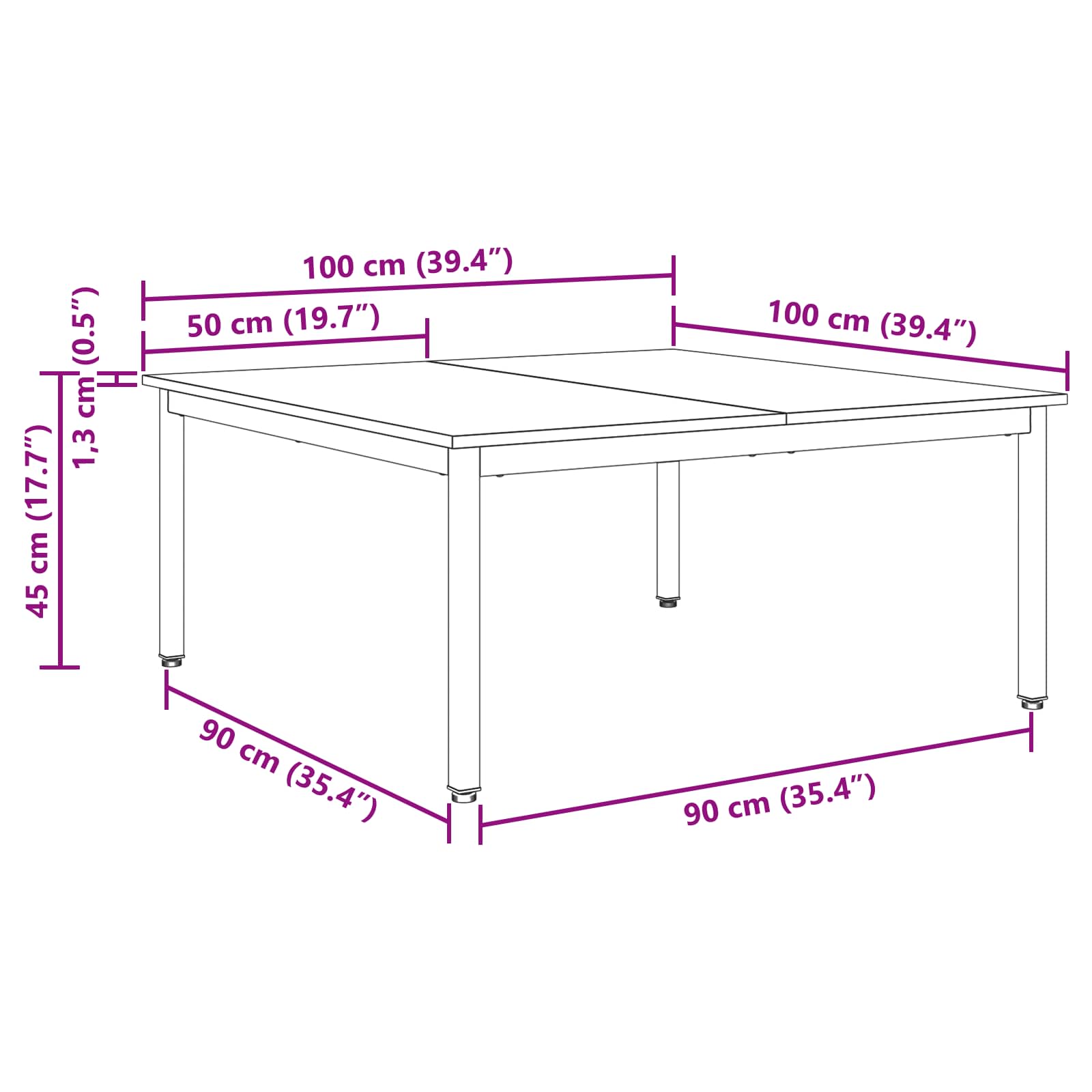 Table basse Chêne artisan 100 x 100 x 45 cm Bois d'ingénierie - XIOS