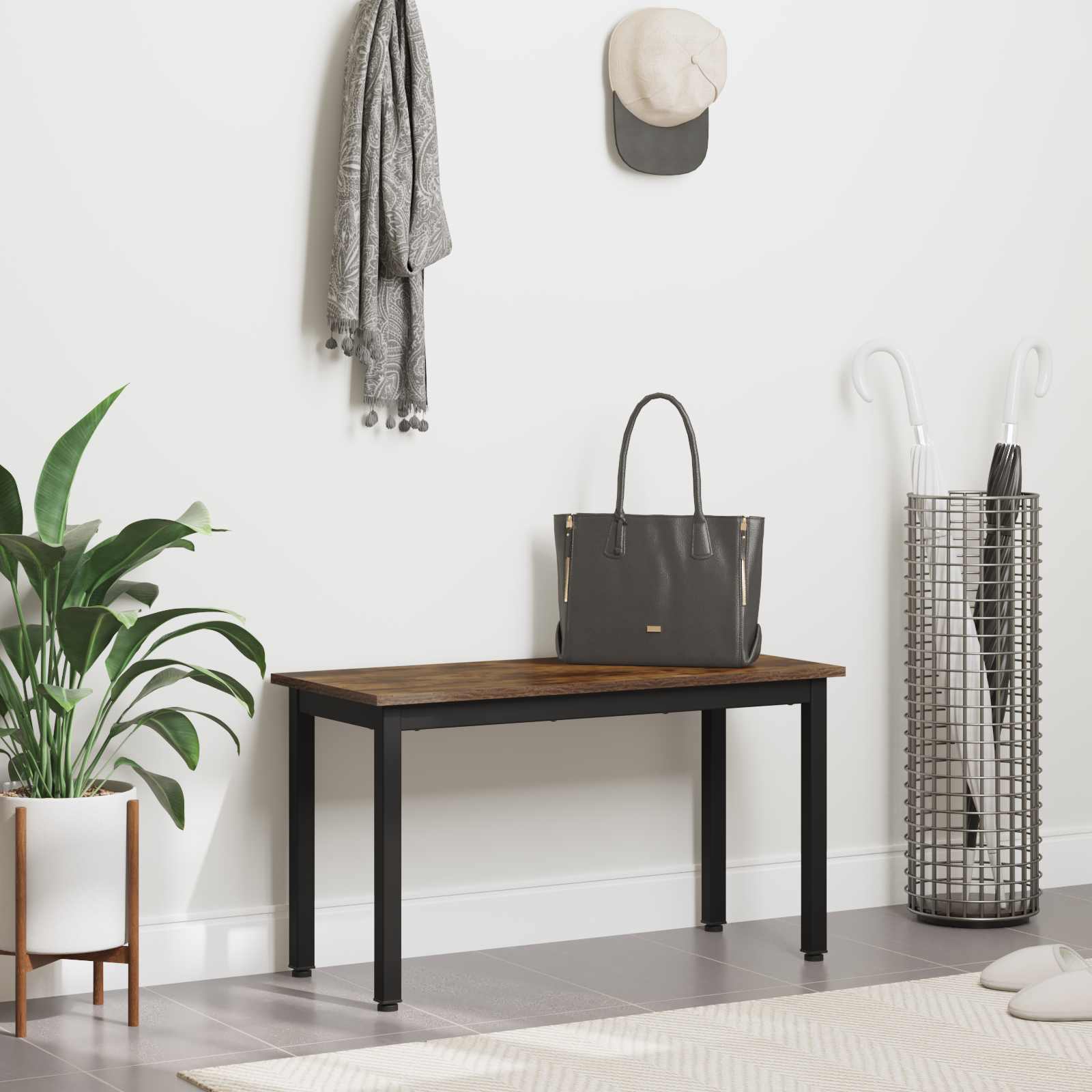 banc Chêne Fumé 80 x 35 x 45 cm Bois d'ingénierie - XIOS