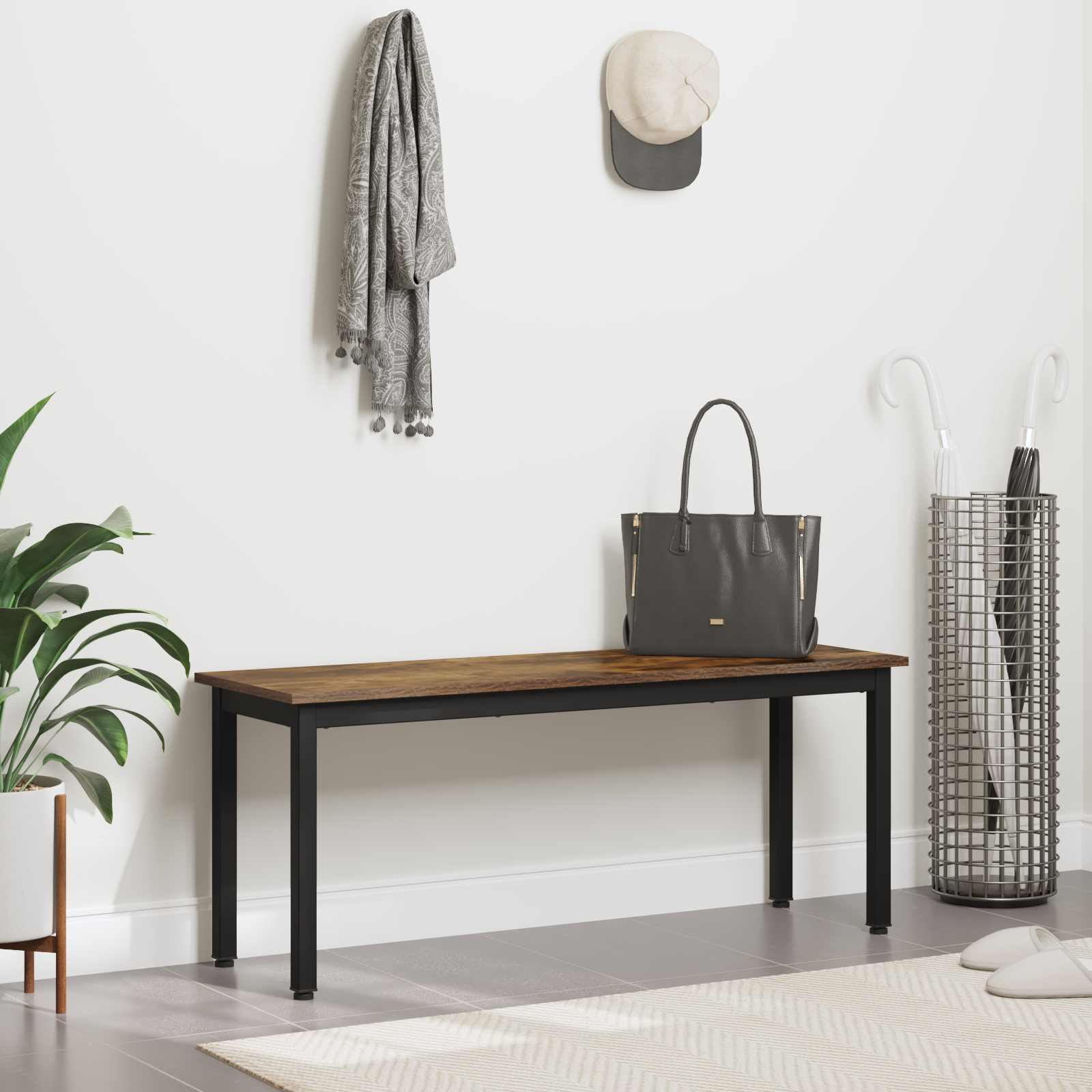 banc Chêne Fumé 110 x 35 x 45 cm Bois d'ingénierie - XIOS