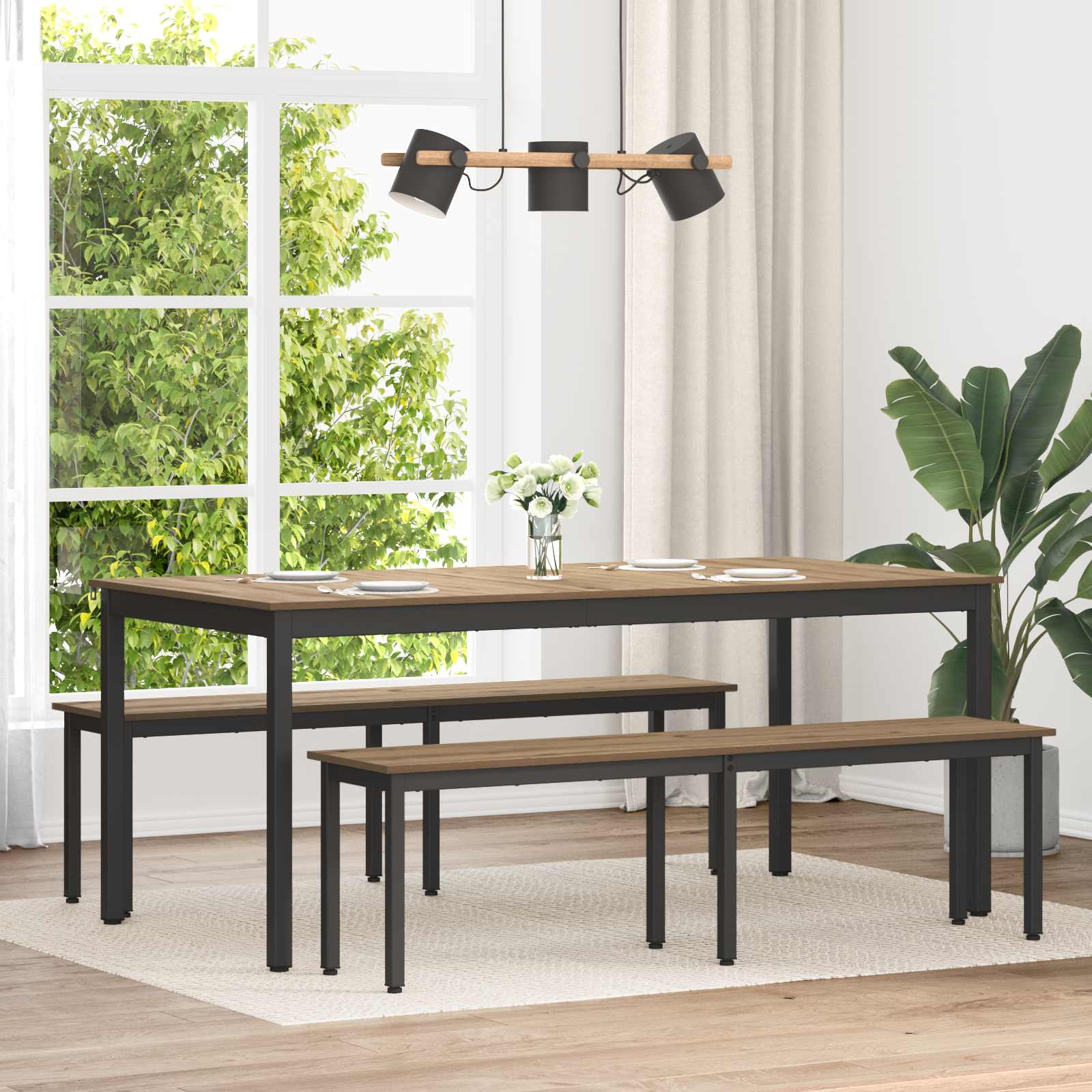 banc Chêne artisan 160 x 35 x 45 cm Bois d'ingénierie - XIOS