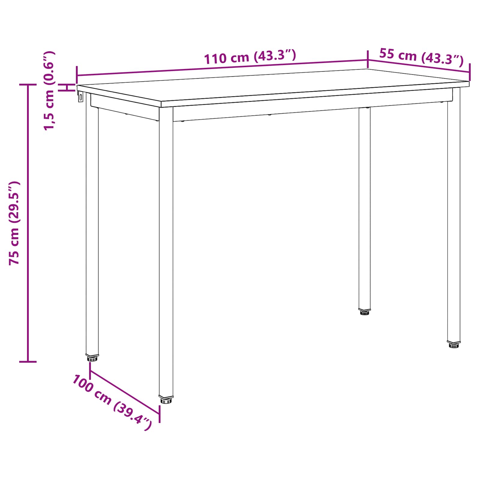 Table de salle à manger / Table de repas MÉTAL - XIOS