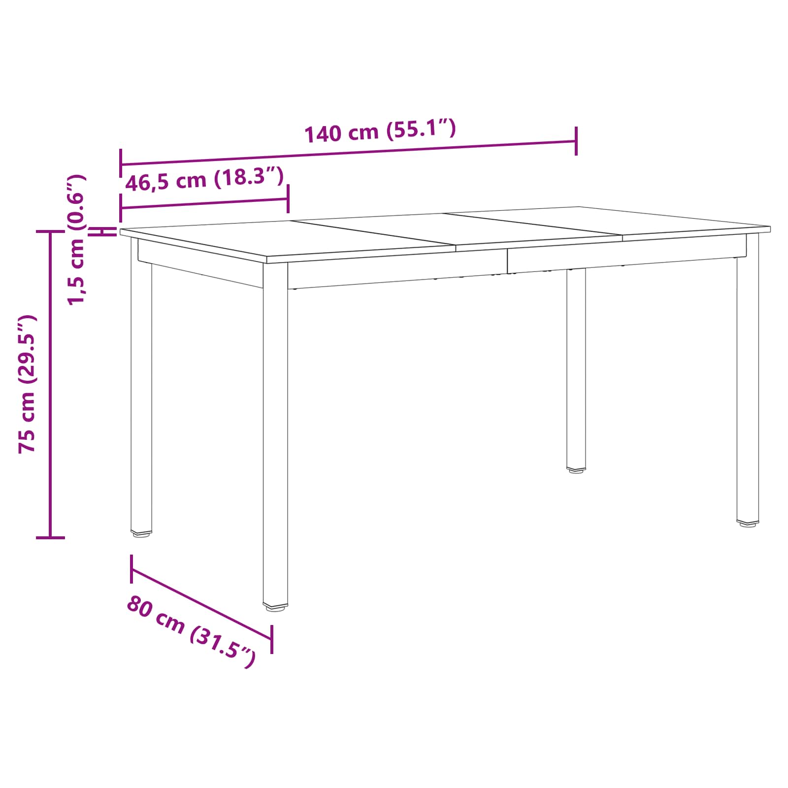Table de salle à manger / Table de repas MÉTAL - XIOS