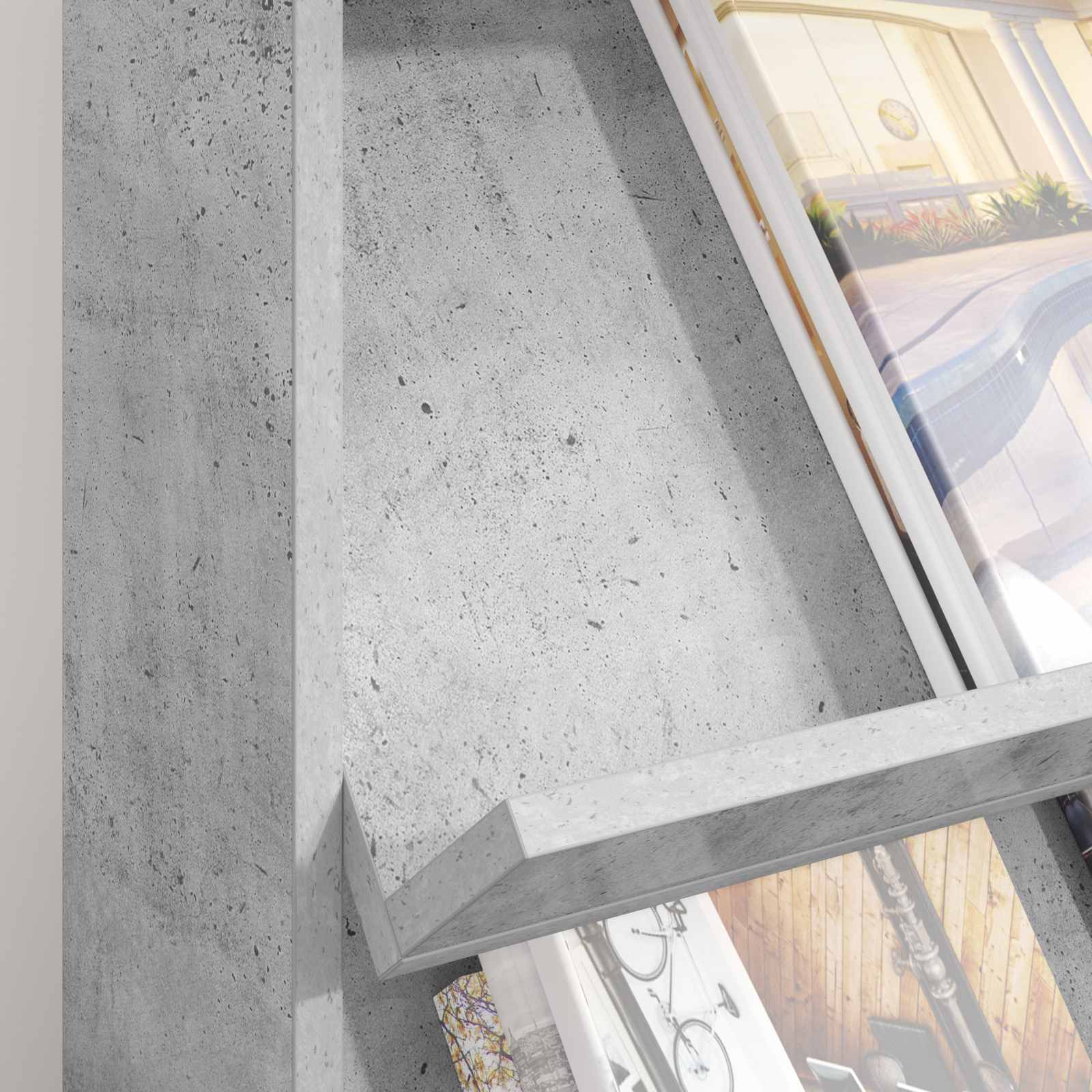 Étagère à magazines avec étagère Gris béton 70 x 41 x 156 cm - XIOS