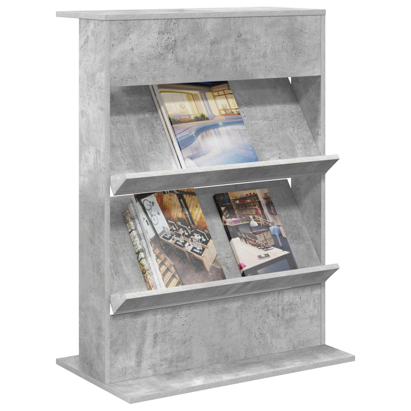 Étagère à magazines avec étagère Gris béton 70 x 41 x 96 cm - XIOS