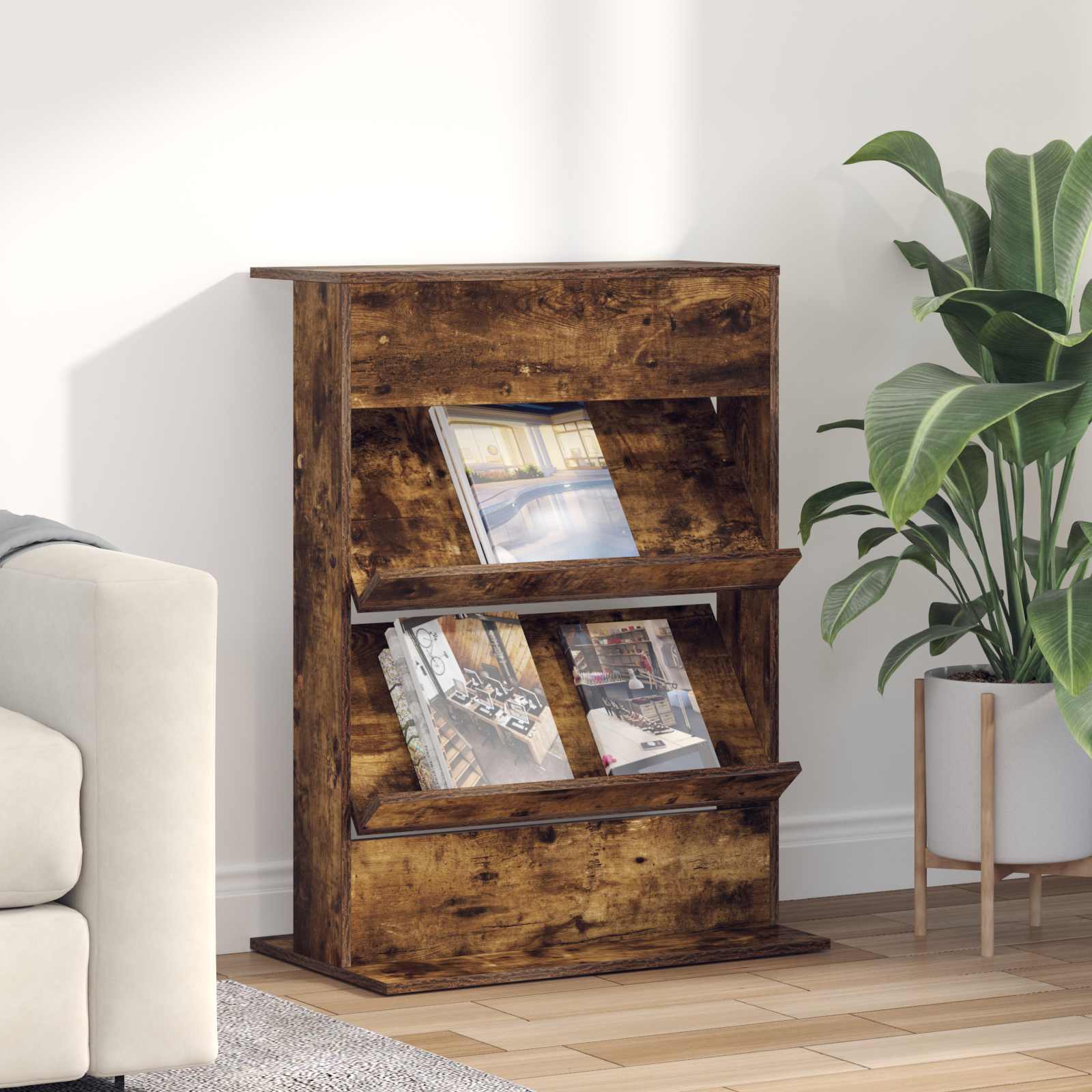 Étagère à magazines avec étagère Chêne fumé 70 x 41 x 96 cm - XIOS