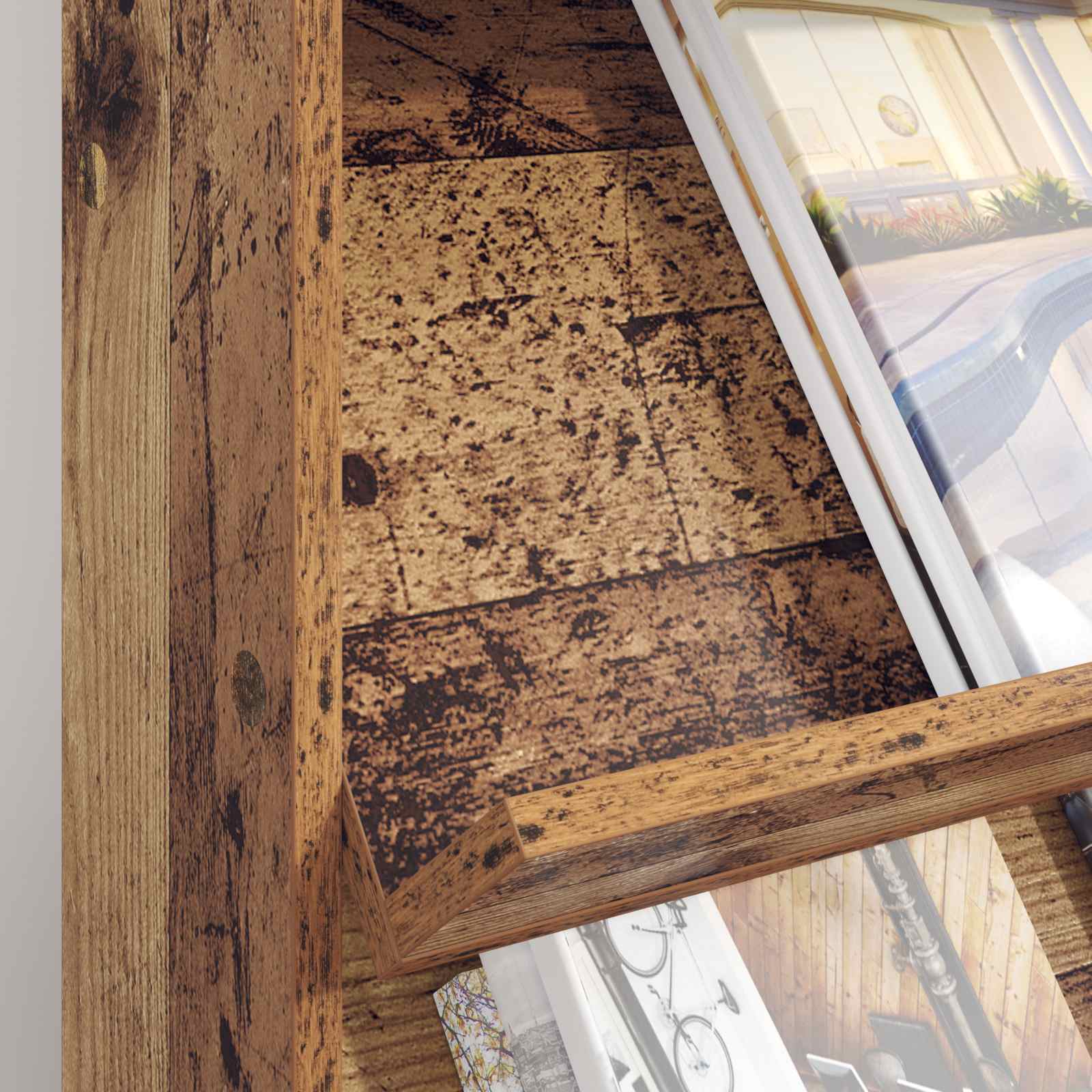 Étagère à magazines avec étagère Bois ancien 70 x 41 x 96 cm - XIOS