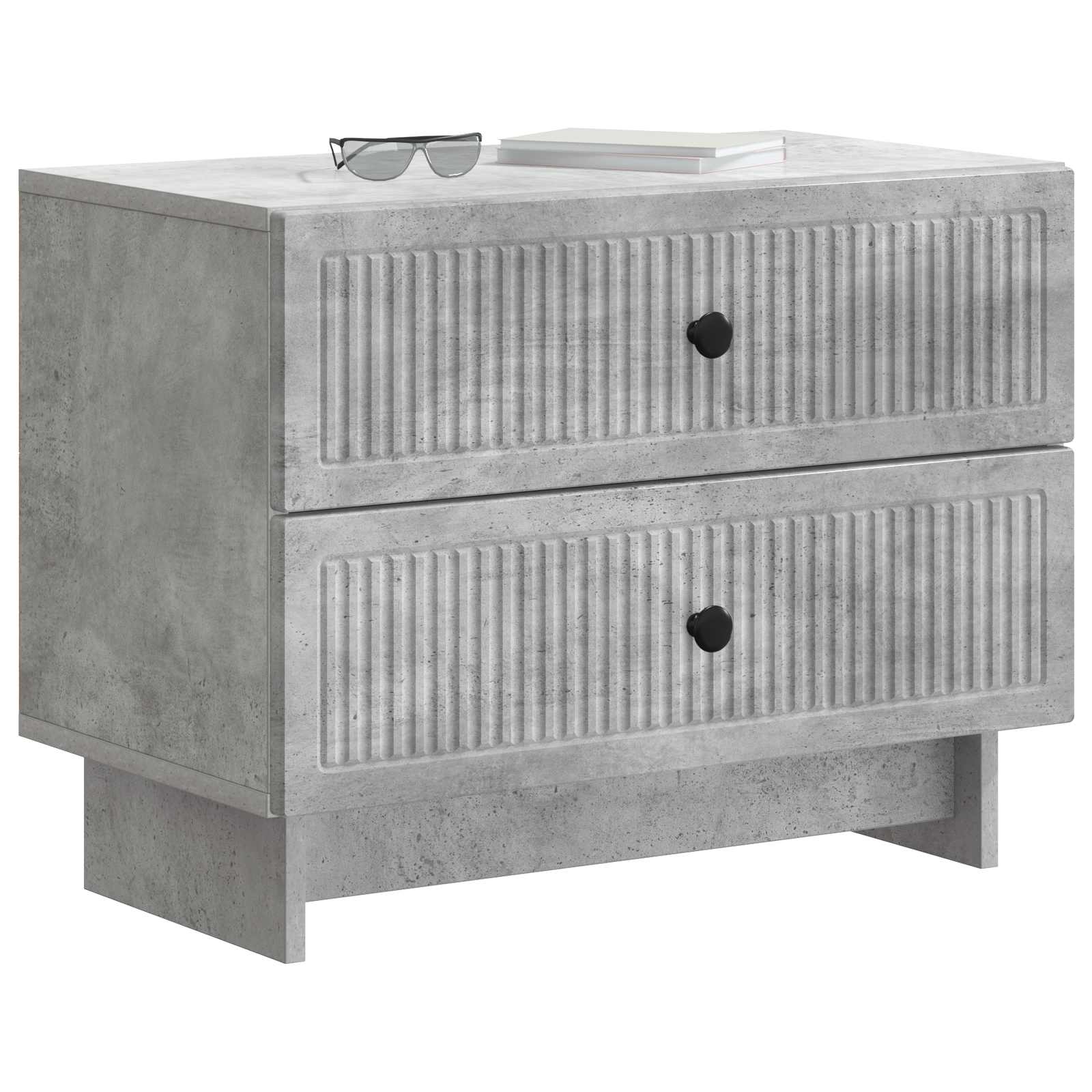 Cabinet de chevet avec tiroir Gris béton 62 x 34,5 x 47,5 cm - XIOS